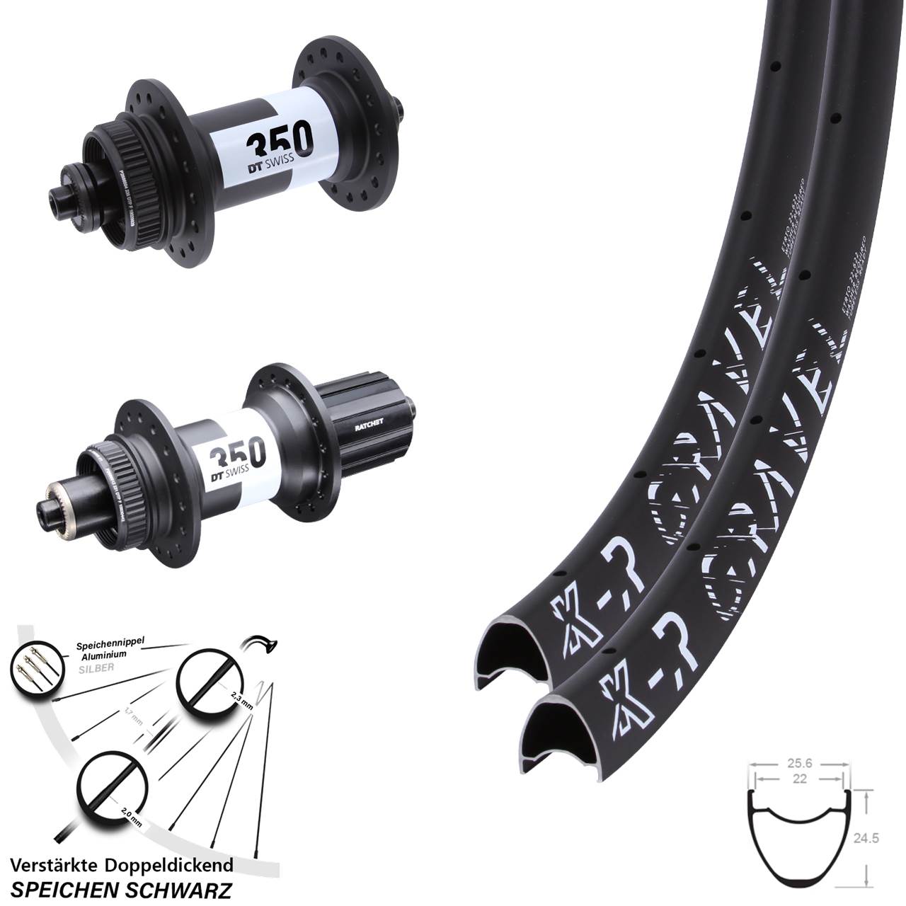 Centerlock Laufradsatz QR 28-29 Zoll KX-R Gravel DT Swiss 350 Road 11-12 fach