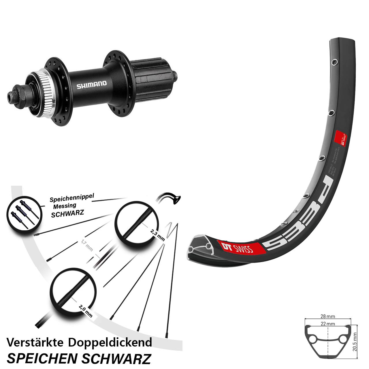 DT Swiss 533 D Shimano FH-M4050 26 Zoll Disc Laufrad QR 8-11 fach