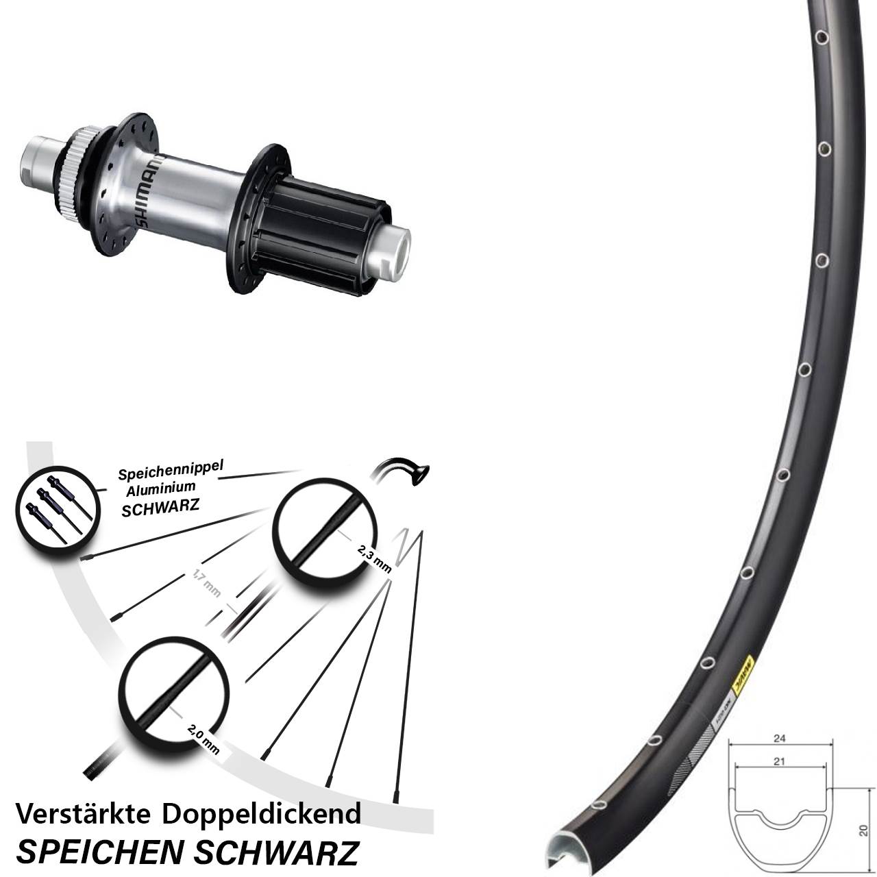 Hinterrad 29 Zoll Mavic XC621 Shimano FH-RS770