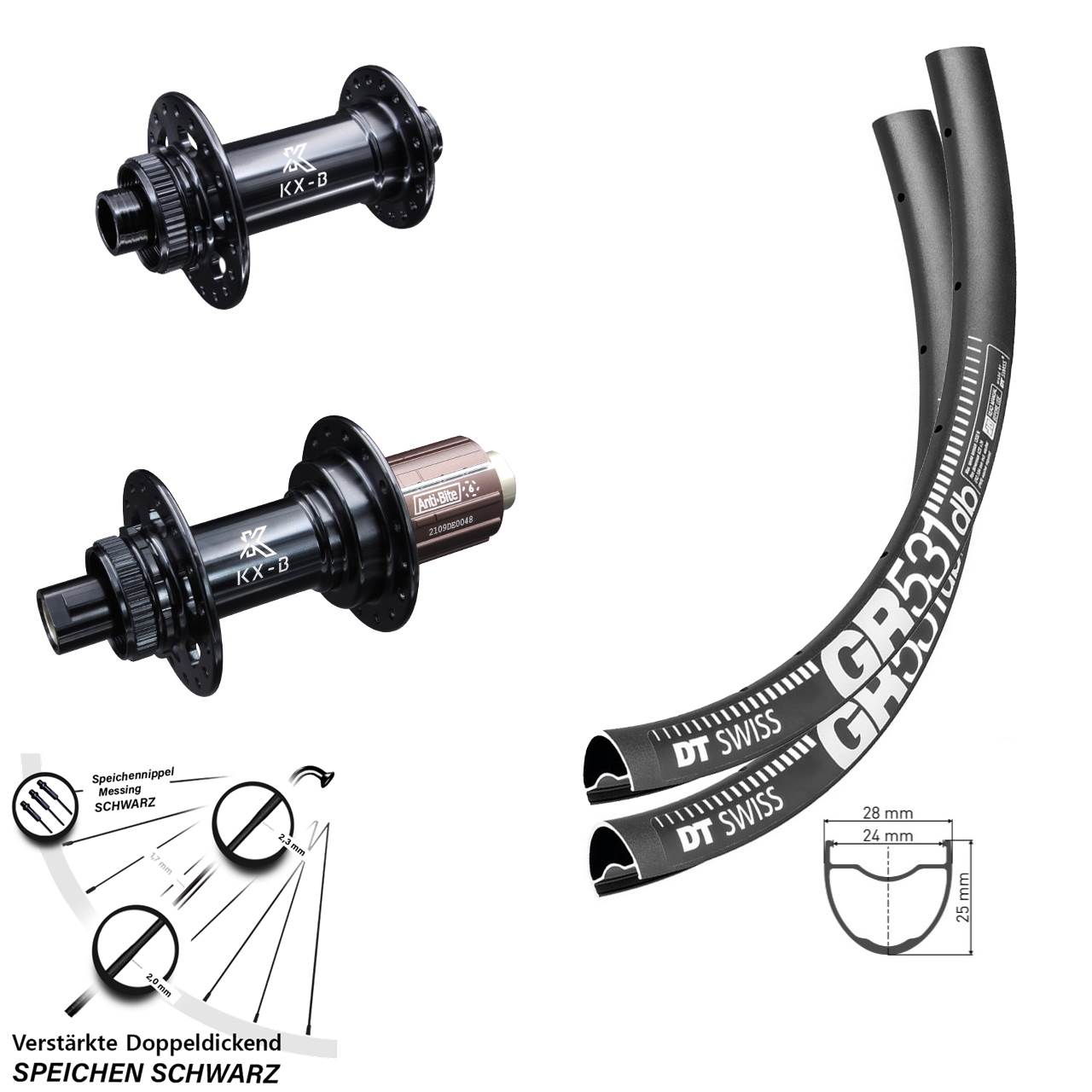 Laufradsatz Centerlock 29 Zoll DT Swiss GR 531 KX-B 8-12 fach HG 12x110/148 Boost