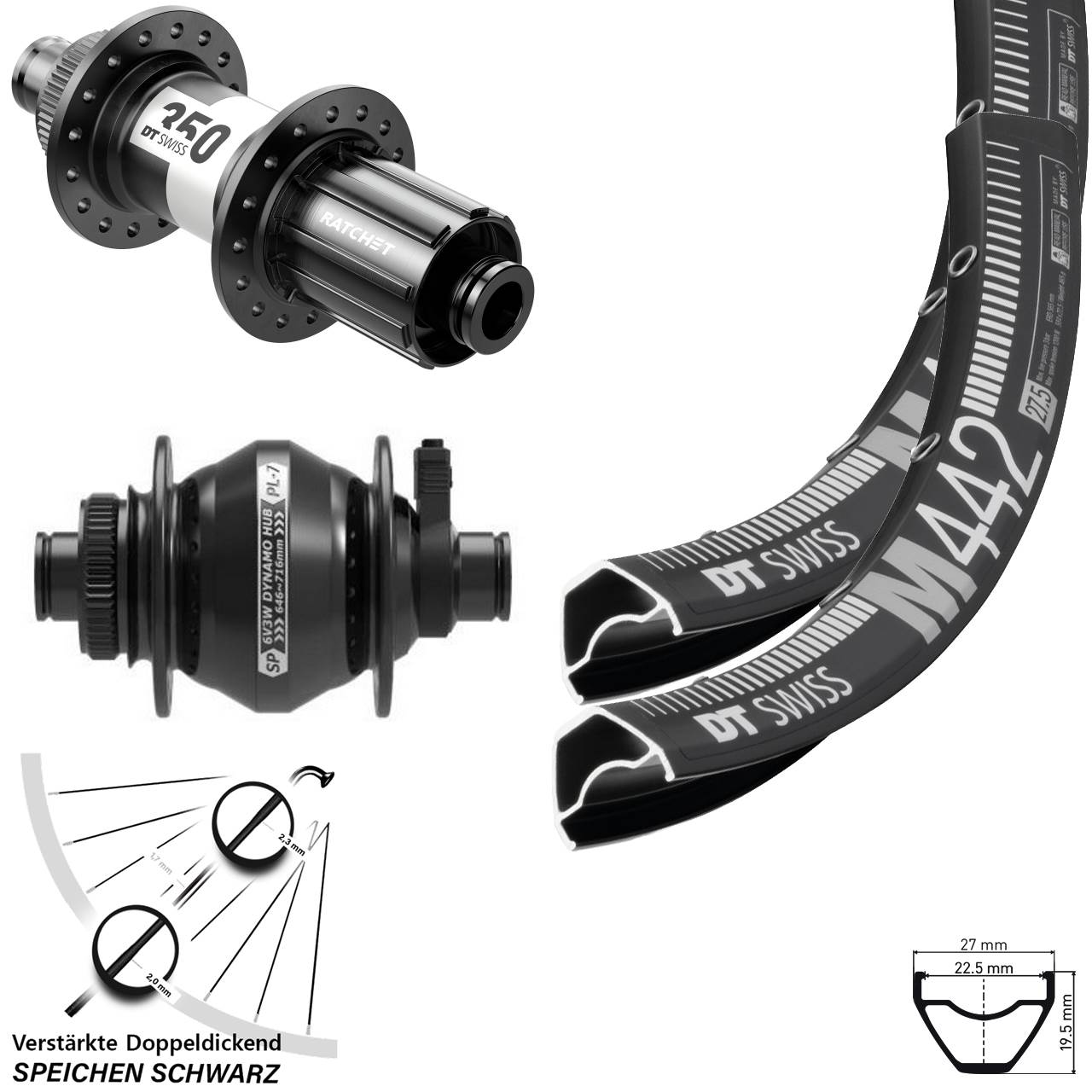 Laufradsatz Centerlock 29 Zoll DT Swiss M442-350 Shutter PL-7 11-12 fach HG 12x100/142