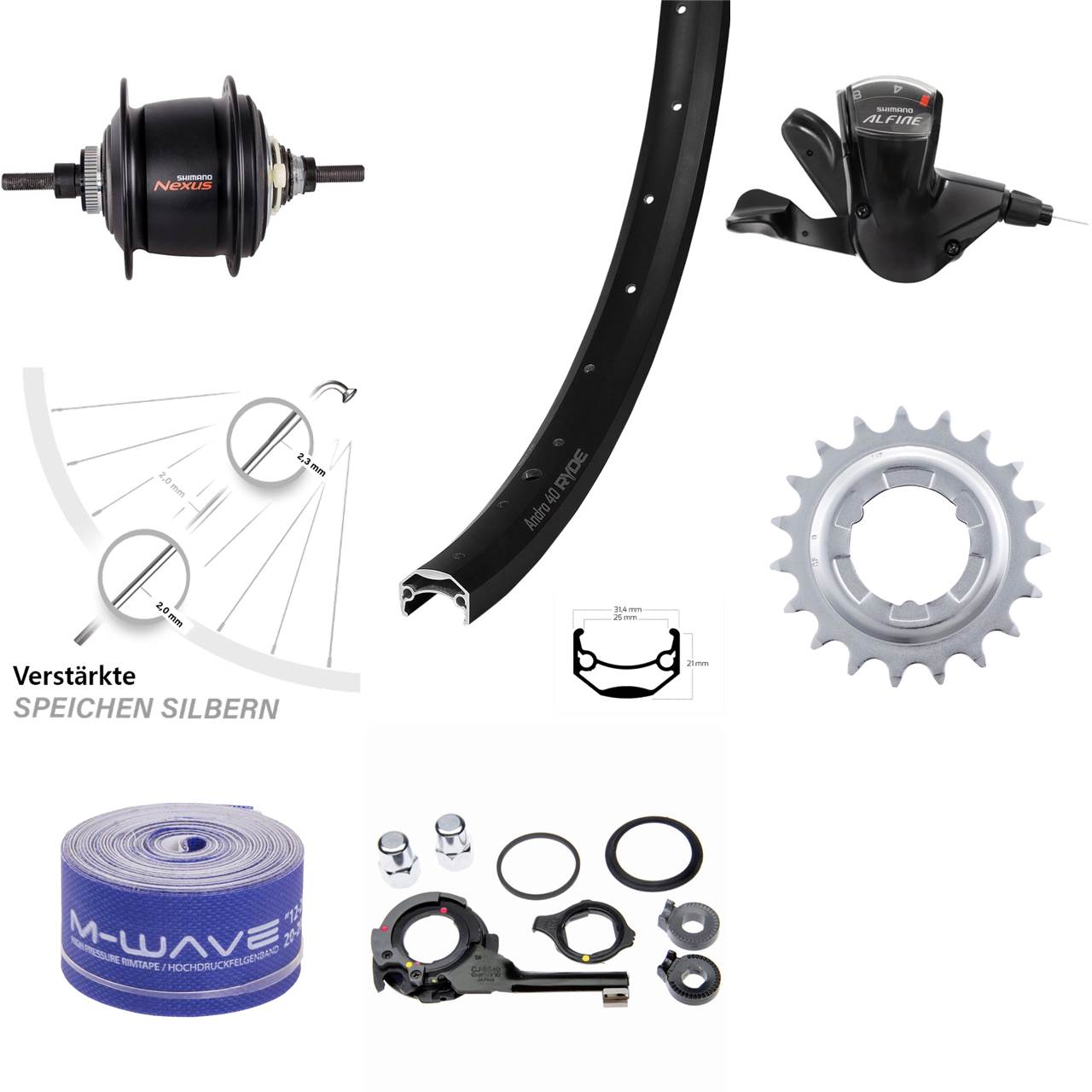Ryde Andra 40 Shimano Nexus 8-Gang Disc 24 Zoll Hinterrad
