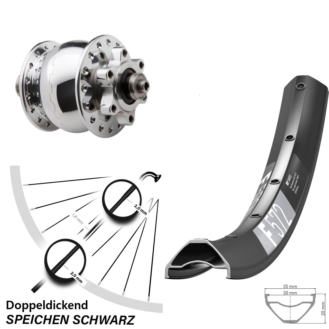 SON 28 DT Swiss F572 650B Disc Vorderrad mit Nabendynamo QR