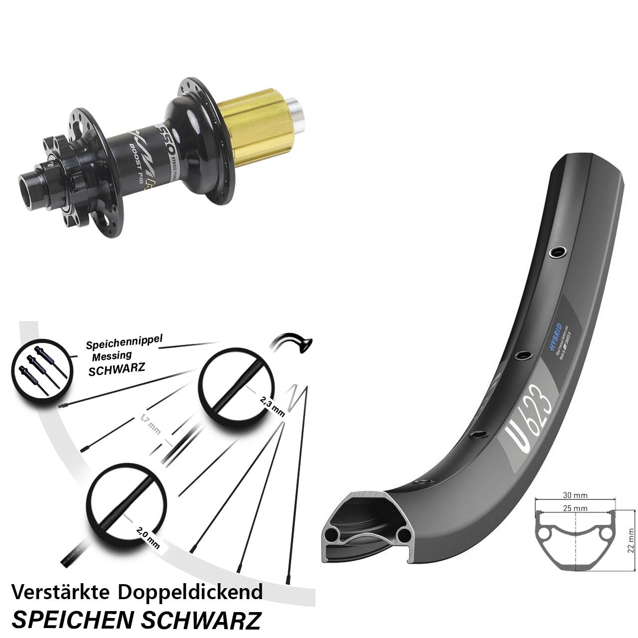 DT Swiss U 623 Miche XMH 550 28 Zoll Disc Laufrad 12x148 8-11 fach
