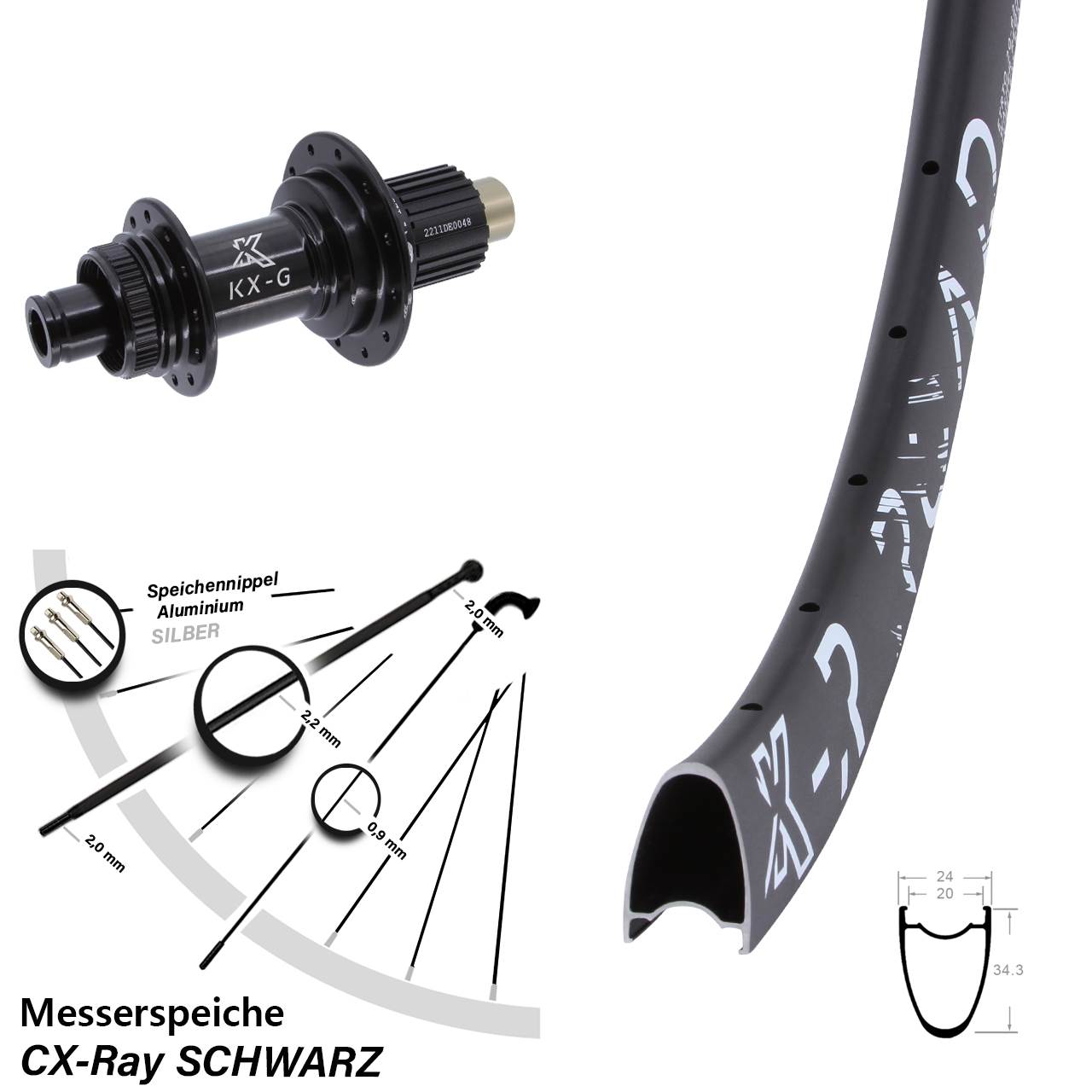 Disc Laufrad 28 Zoll KX-R Road Messerspeiche Shimano Micro Spline 12x142 CX-Ray