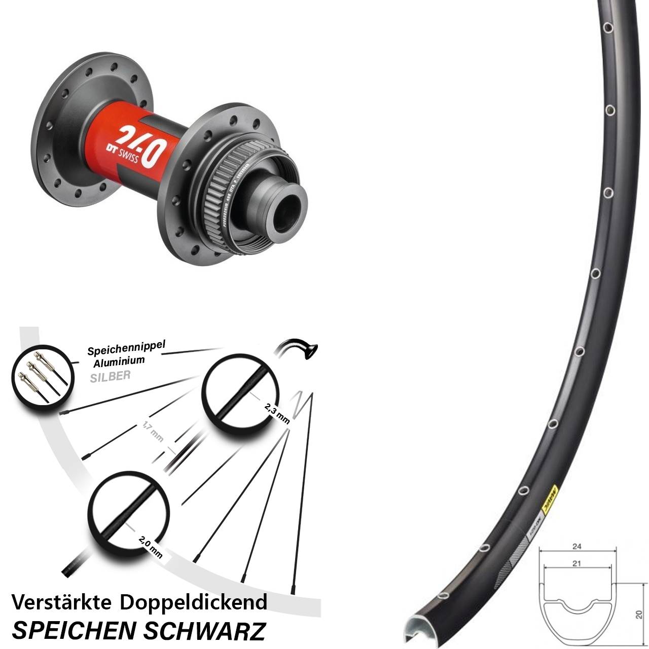 28 Zoll Mavic XC621 DT Swiss 240 Centerlock Vorderrad 12x100
