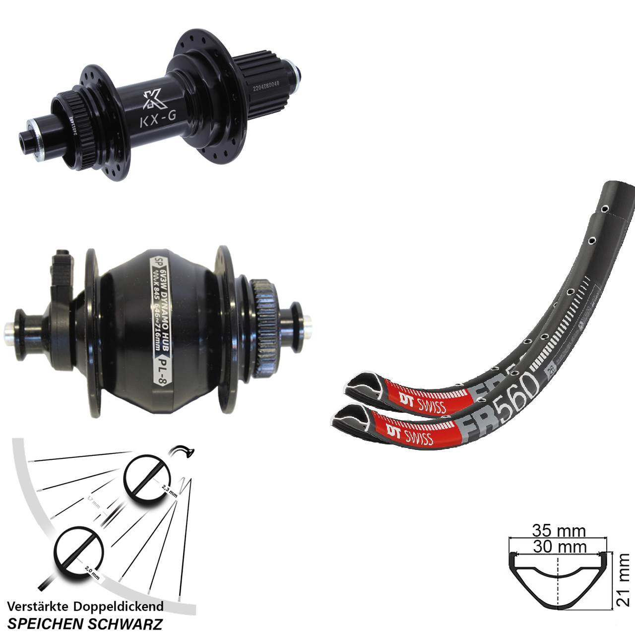 DT Swiss FR 560 KX-GS verstärkt SP PL-8 26 Zoll Disc Laufradsatz QR Micro Spline