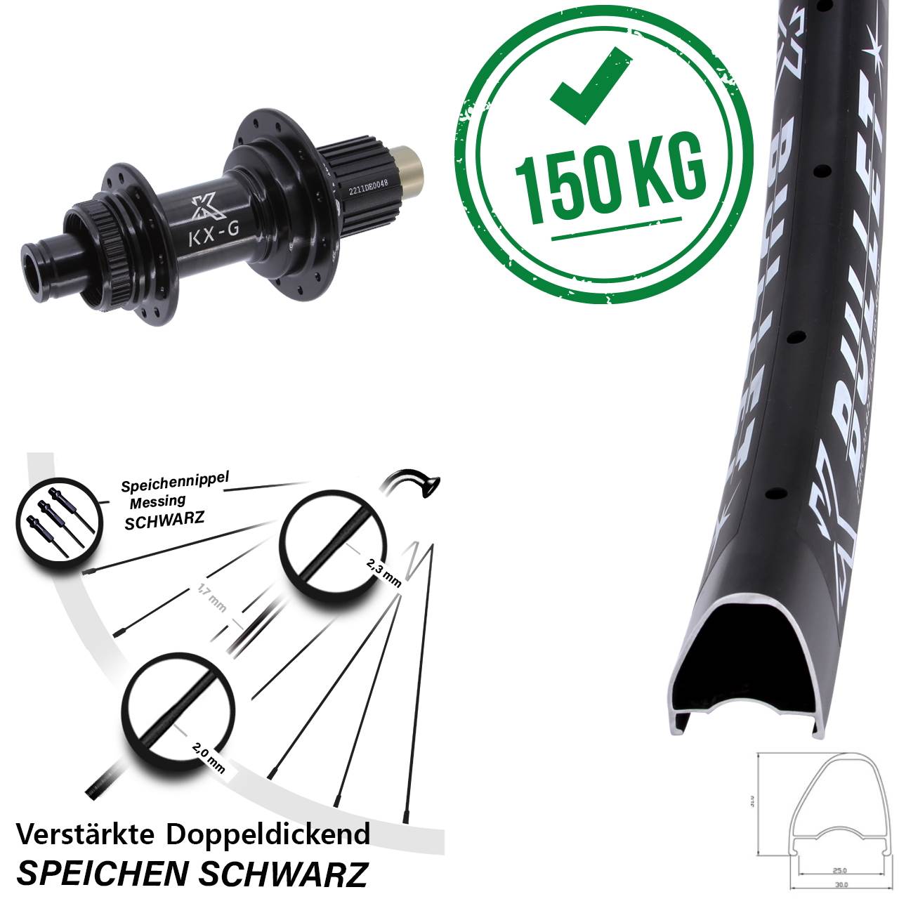 Disc Hinterrad 28-29 Zoll KX-G Bullet OS Shimano Micro Spline 12x142