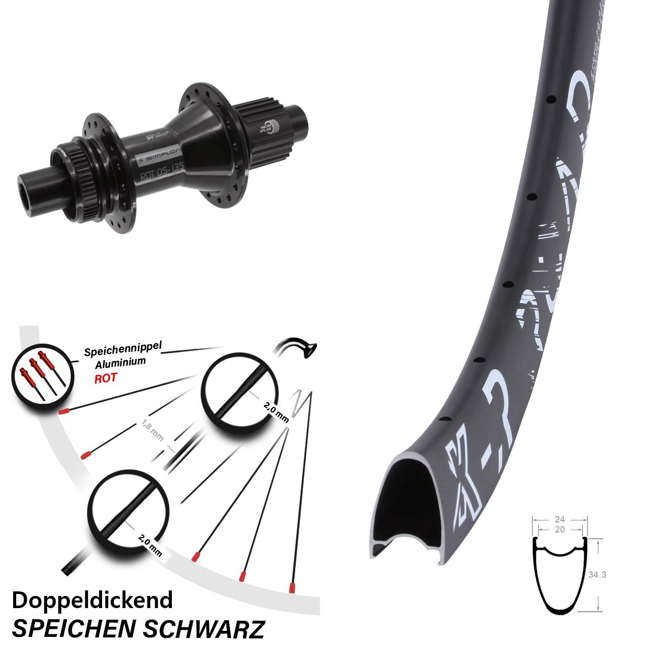 KX R Road DT Swiss 370 Hybrid 28 Zoll Centerlock Hinterrad 12x142 Micro Spline