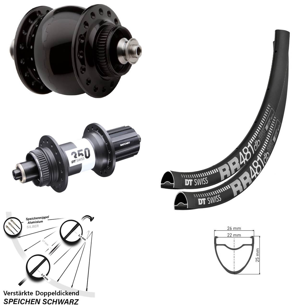 Laufrad-Satz QR SON 28 Zoll DT Swiss RR 481-350 11-12 fach HG