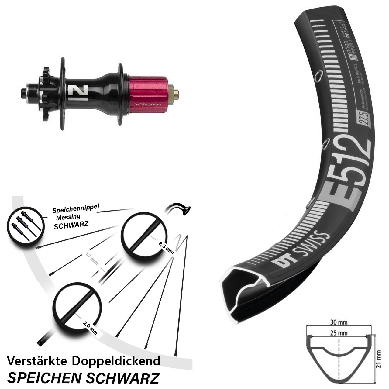 Disc 29 Zoll Laufrad für Schnellspanner DT Swiss E512 Novatec Superlight 8-12 fach