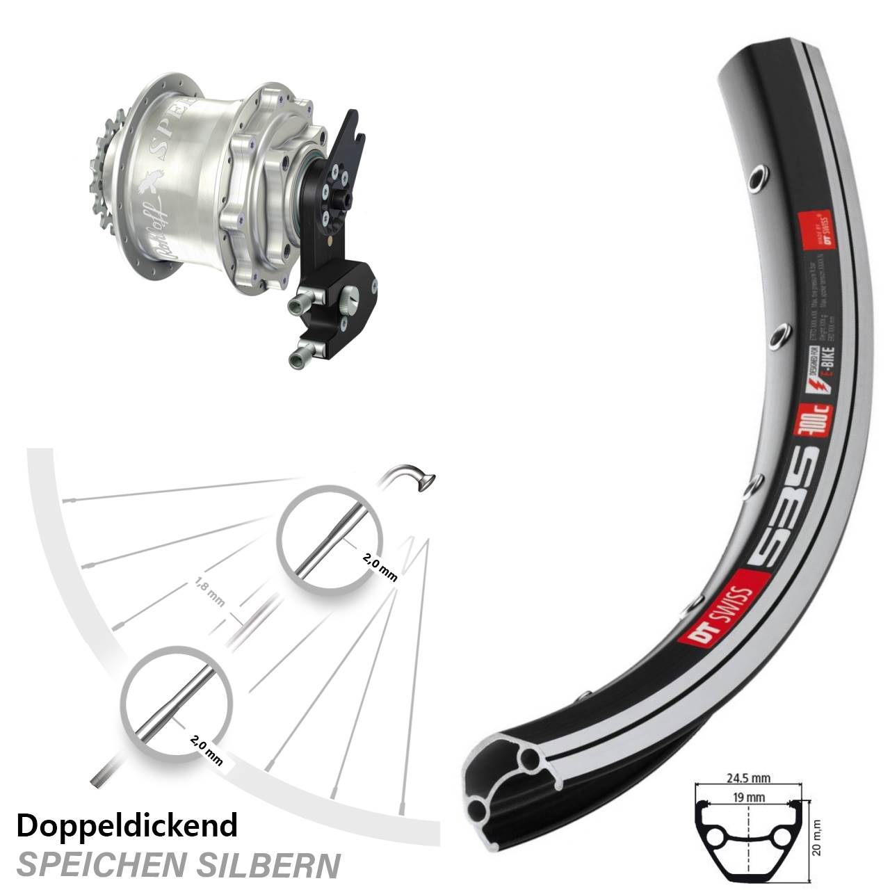 Rohloff Speedhub CC OEM2 DB DT Swiss 535 Laufrad 26 Zoll