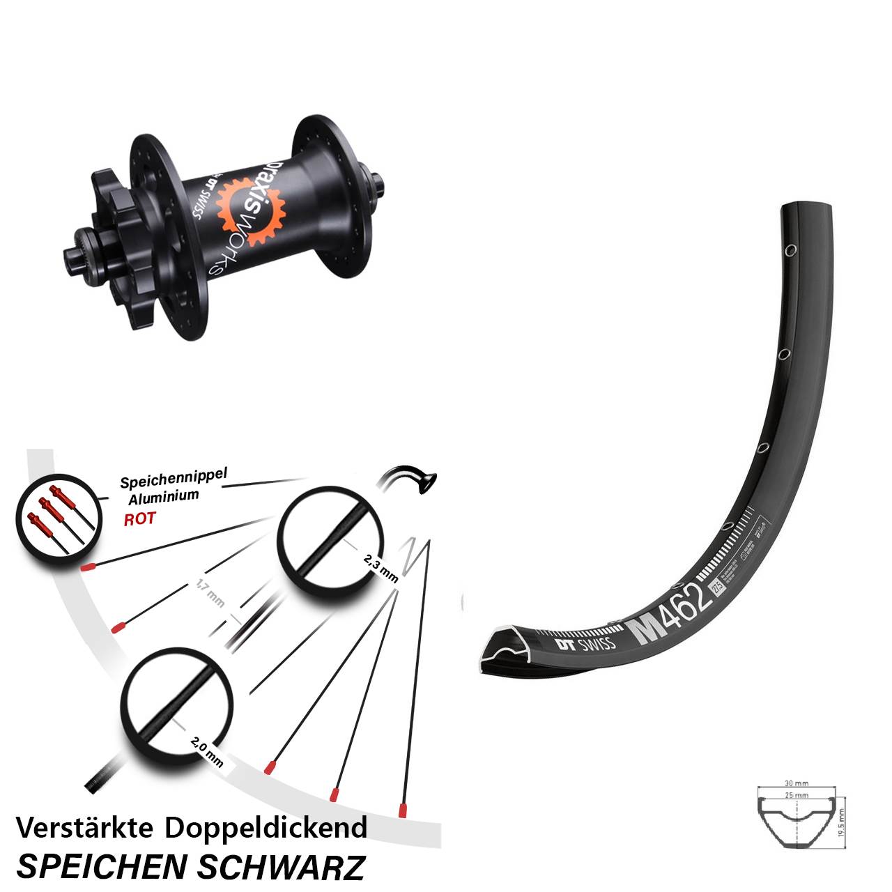 27,5 Zoll DT Swiss M 462-350 Disc Vorderrad QR