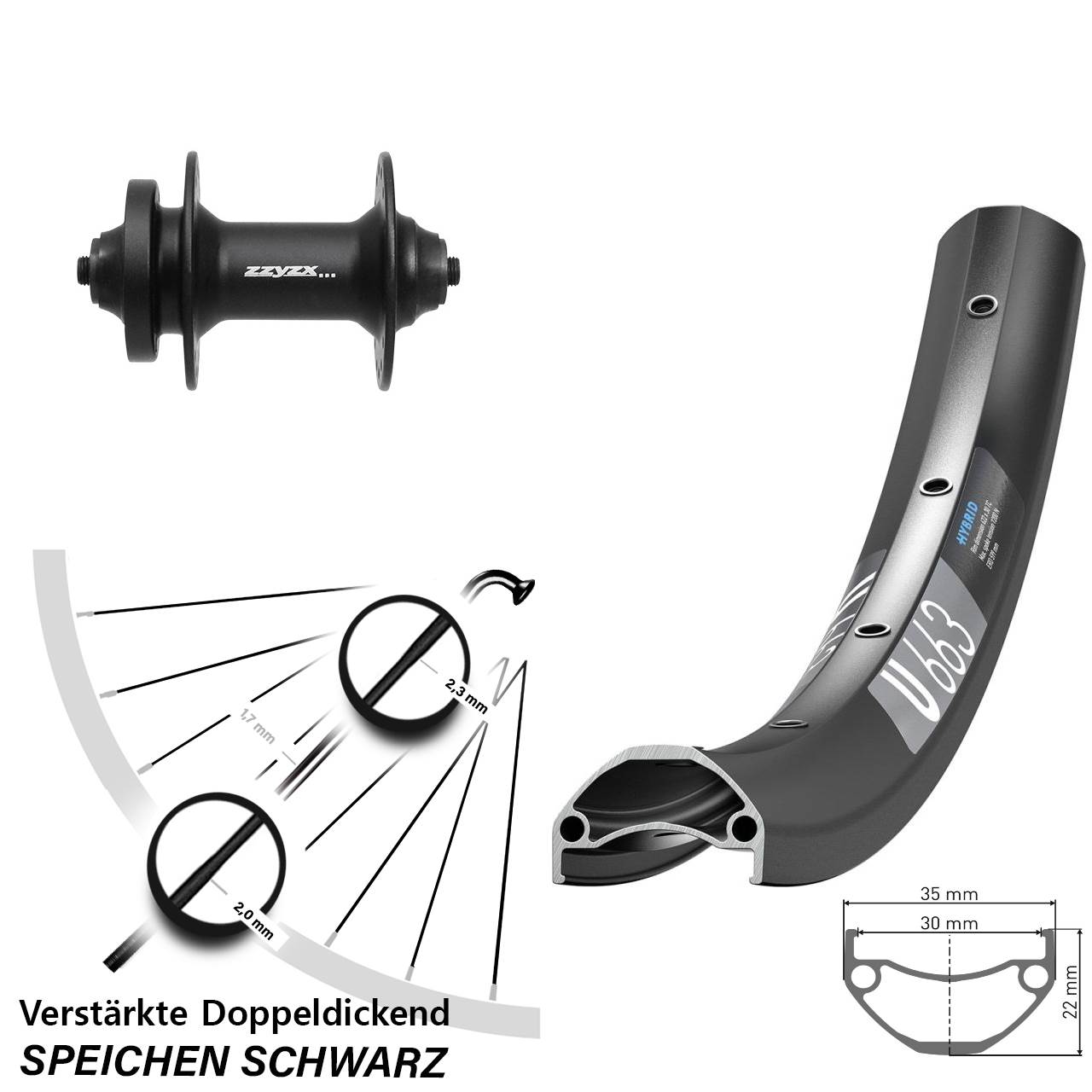 Vorderrad 6-Loch 26 Zoll DT Swiss U663 Formula DC21 für Schnellspanner