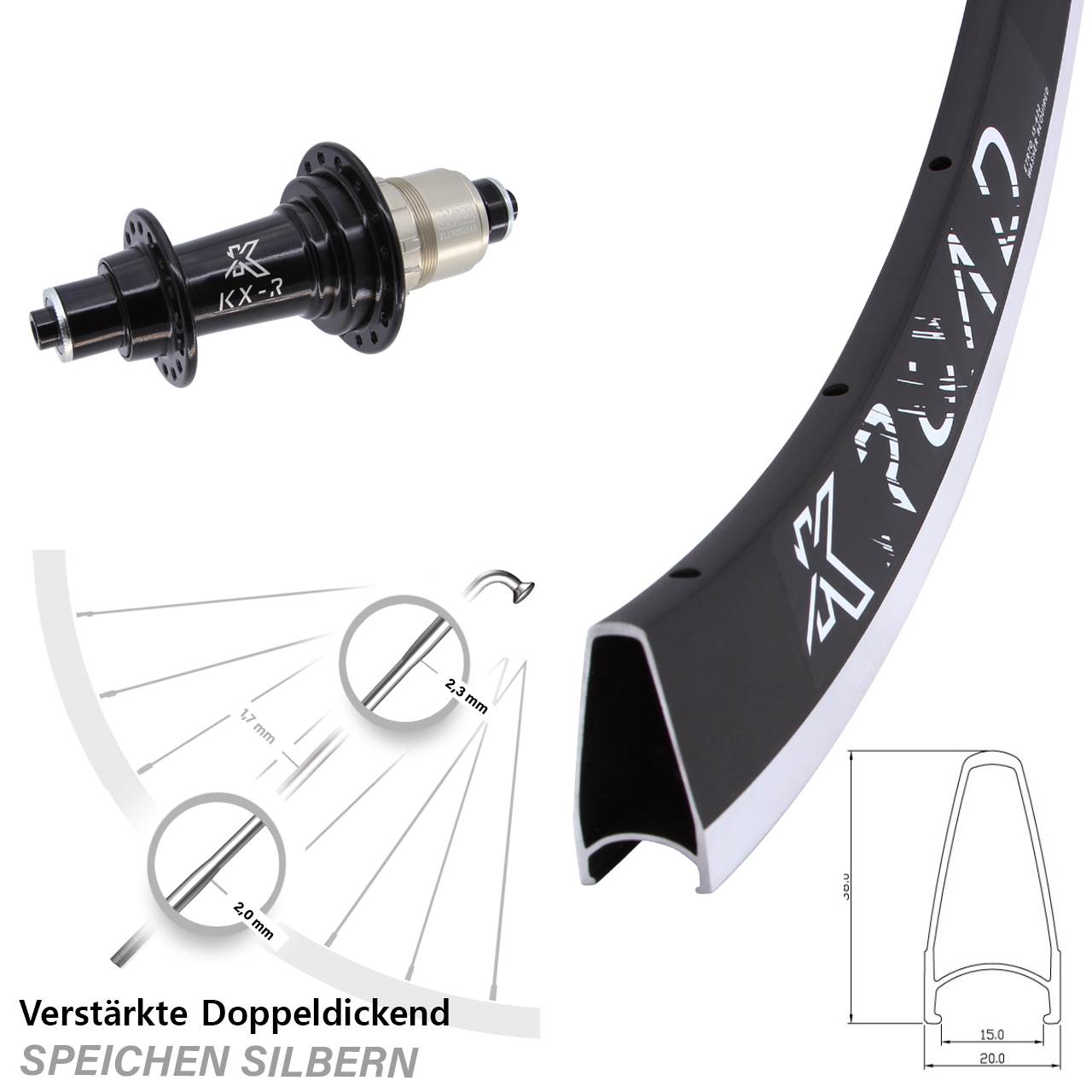 28 Zoll KX-R Hinterrad QR SRAM XDR