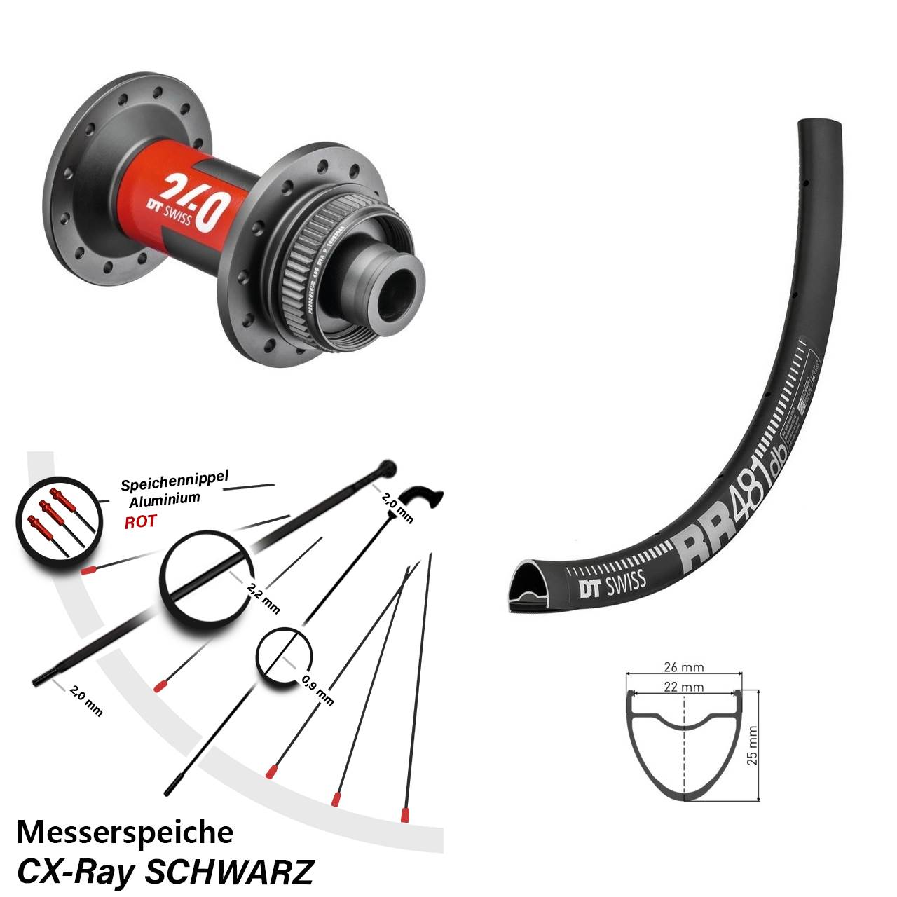 28 Zoll DT Swiss RR481-240 Steckachse 12x100 CX-Ray