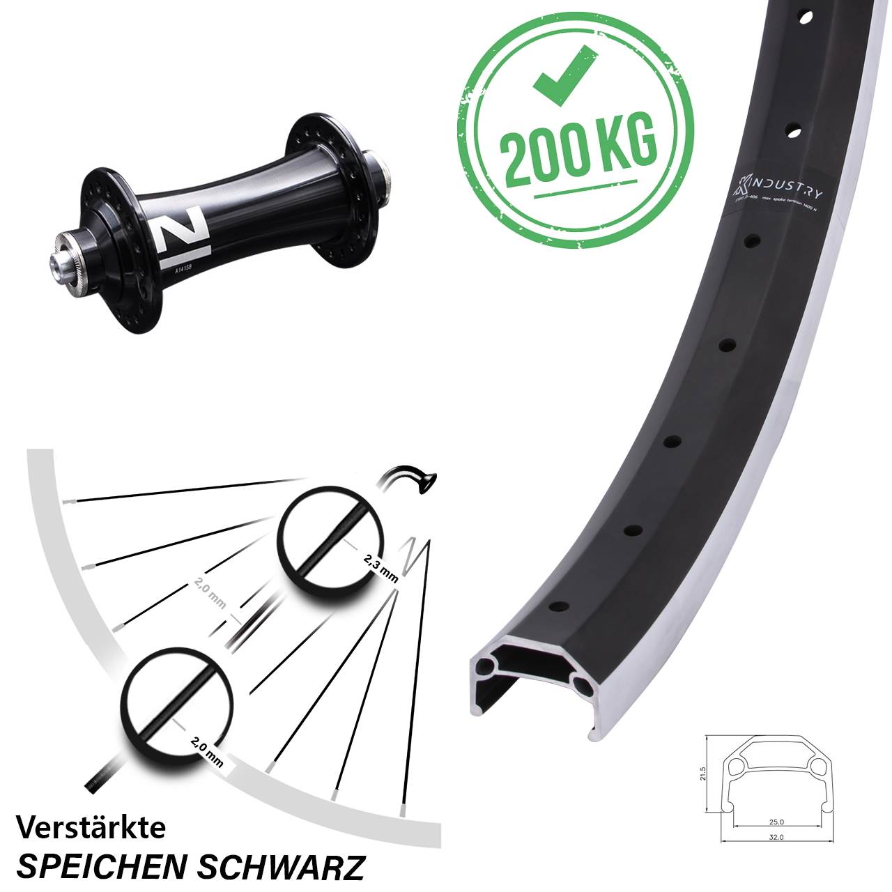 26 Zoll Vorderrad KX Industry Novatec schwarz