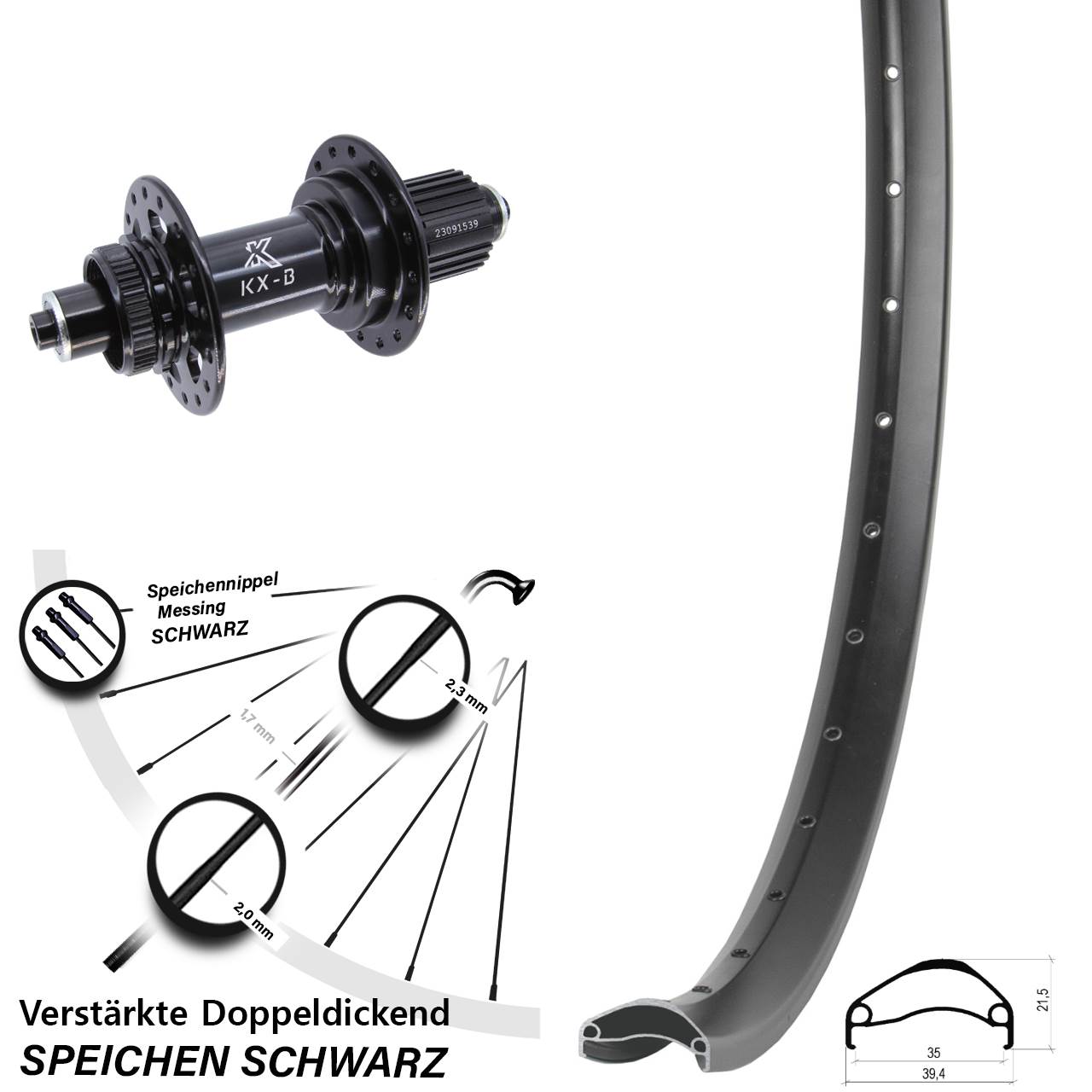 Disc Hinterrad 29 Zoll Ambrosio E35 KX-B Micro Spline für Schnellspanner Boost