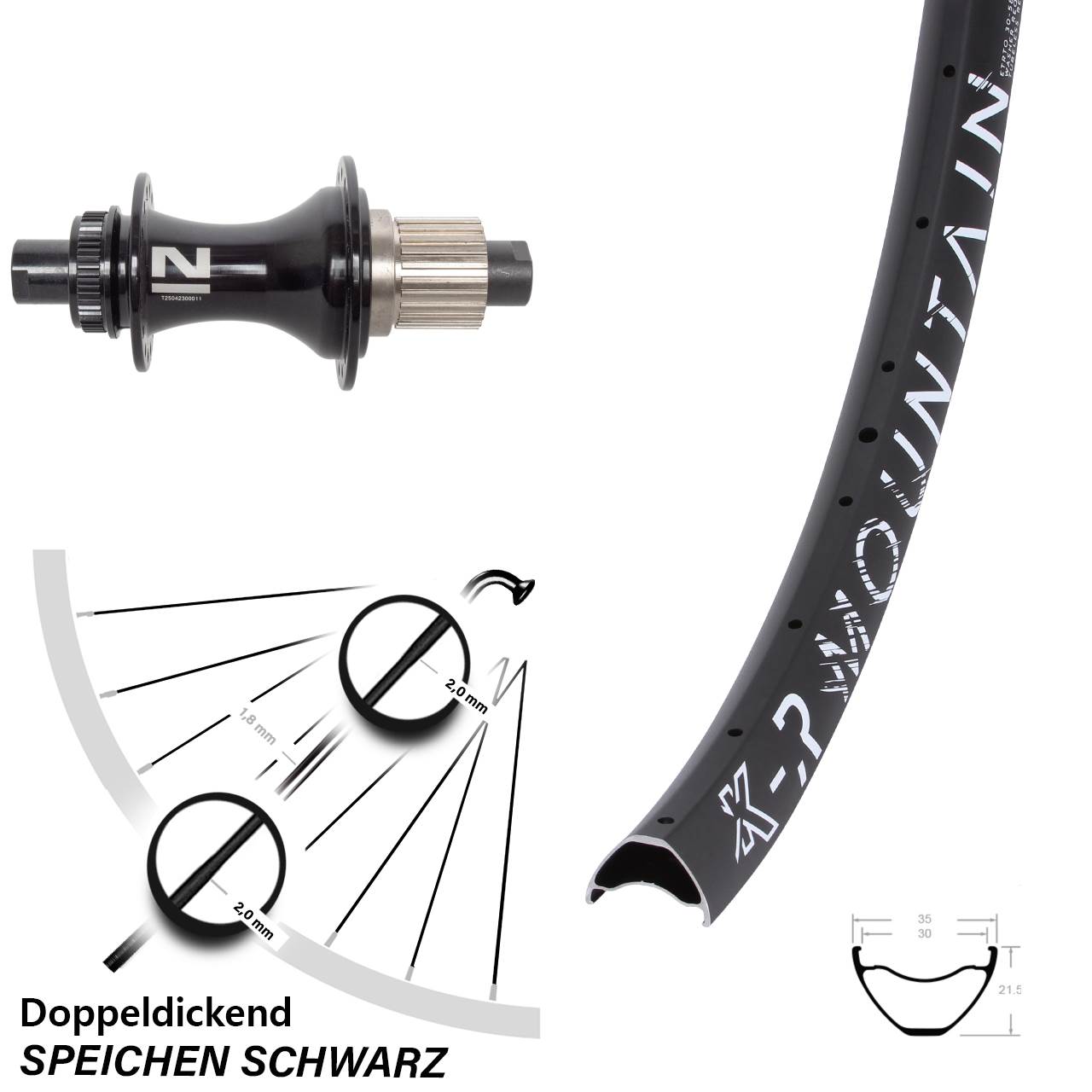 Centerlock Hinterrad 29 Zoll KX-R Mountain Novatec D462SB Micro Spline 12x148