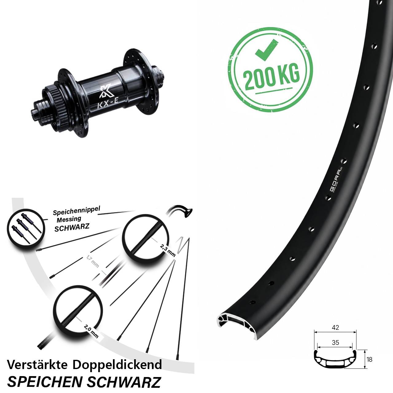 Disc Laufrad 27,5 Zoll Gora 35 Heavy Duty KX-E QR