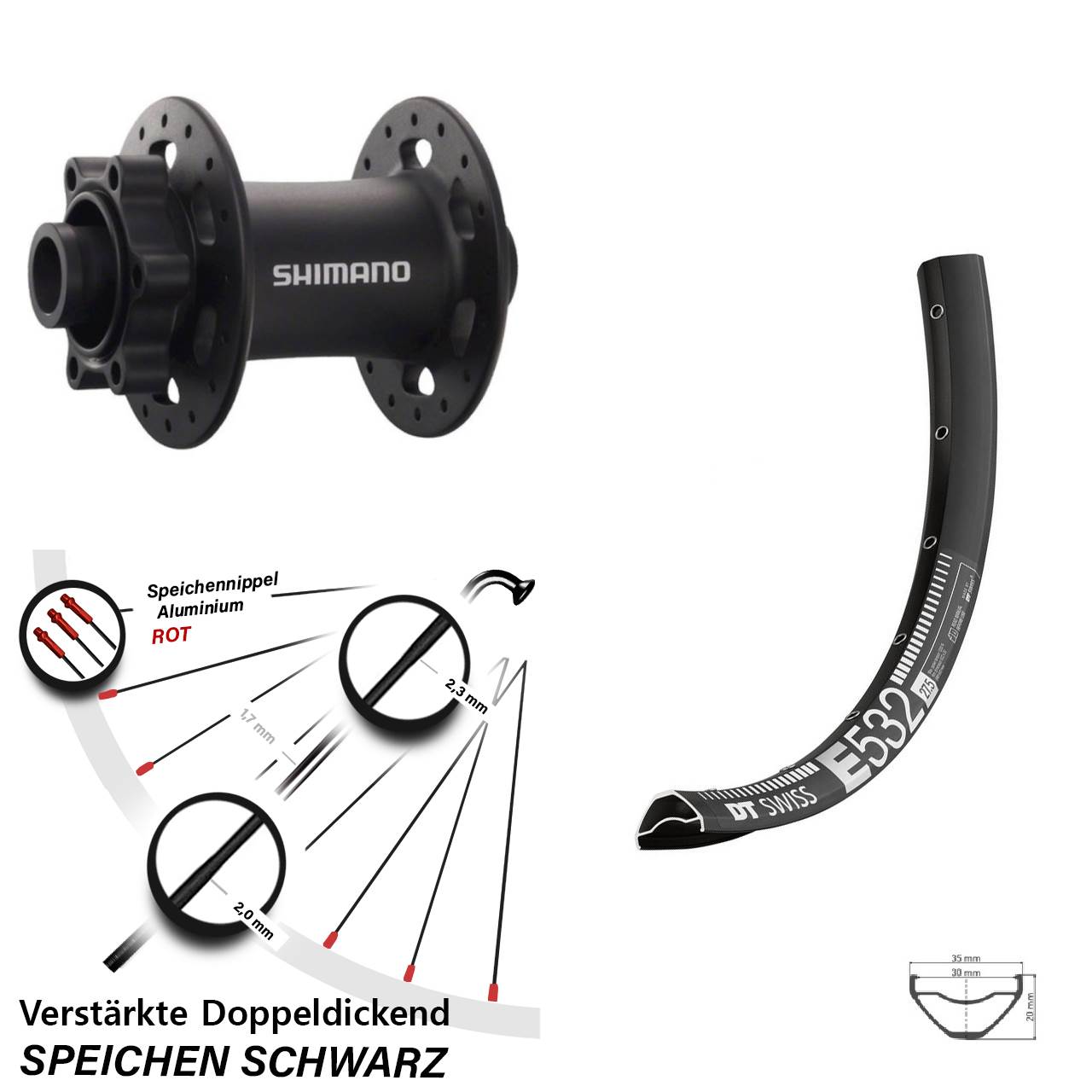 Disc Vorderrad 27,5 Zoll DT Swiss E532 Shimano Deore XT 15x100