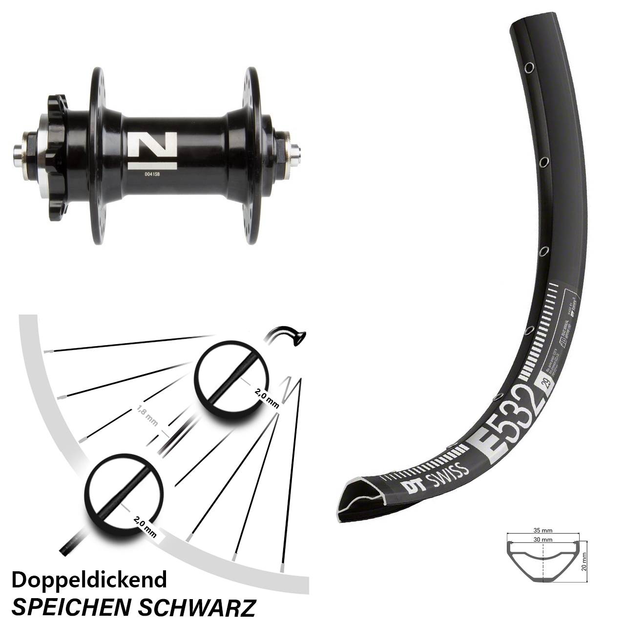 Disc Laufrad QR 27,5 Zoll DT Swiss E 532 Novatec D-041