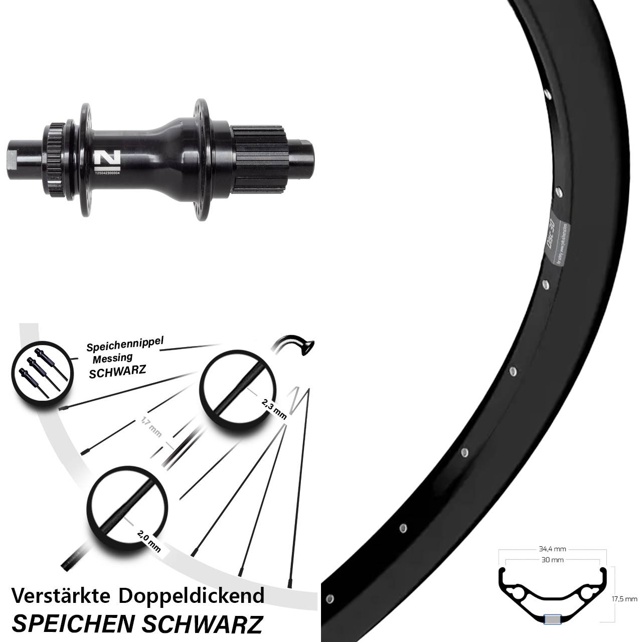 Hinterrad Centerlock 12x142 27,5 Zoll Ryde Disc 30 Novatec D792 Shimano Micro Spline