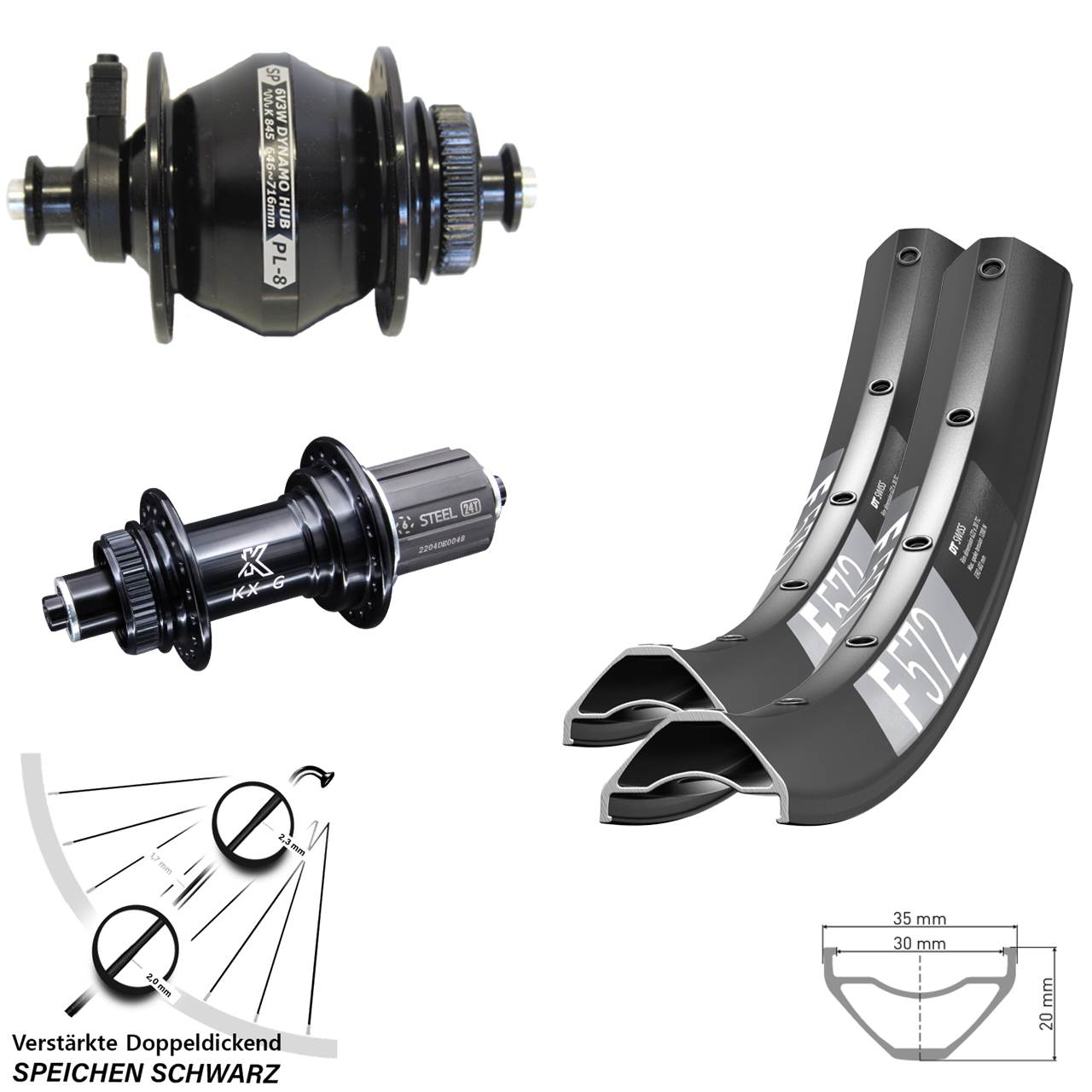 Laufradsatz Centerlock 29 Zoll DT Swiss F572 KX-GS verstärkt Shutter PL-8 8-12 fach HG QR