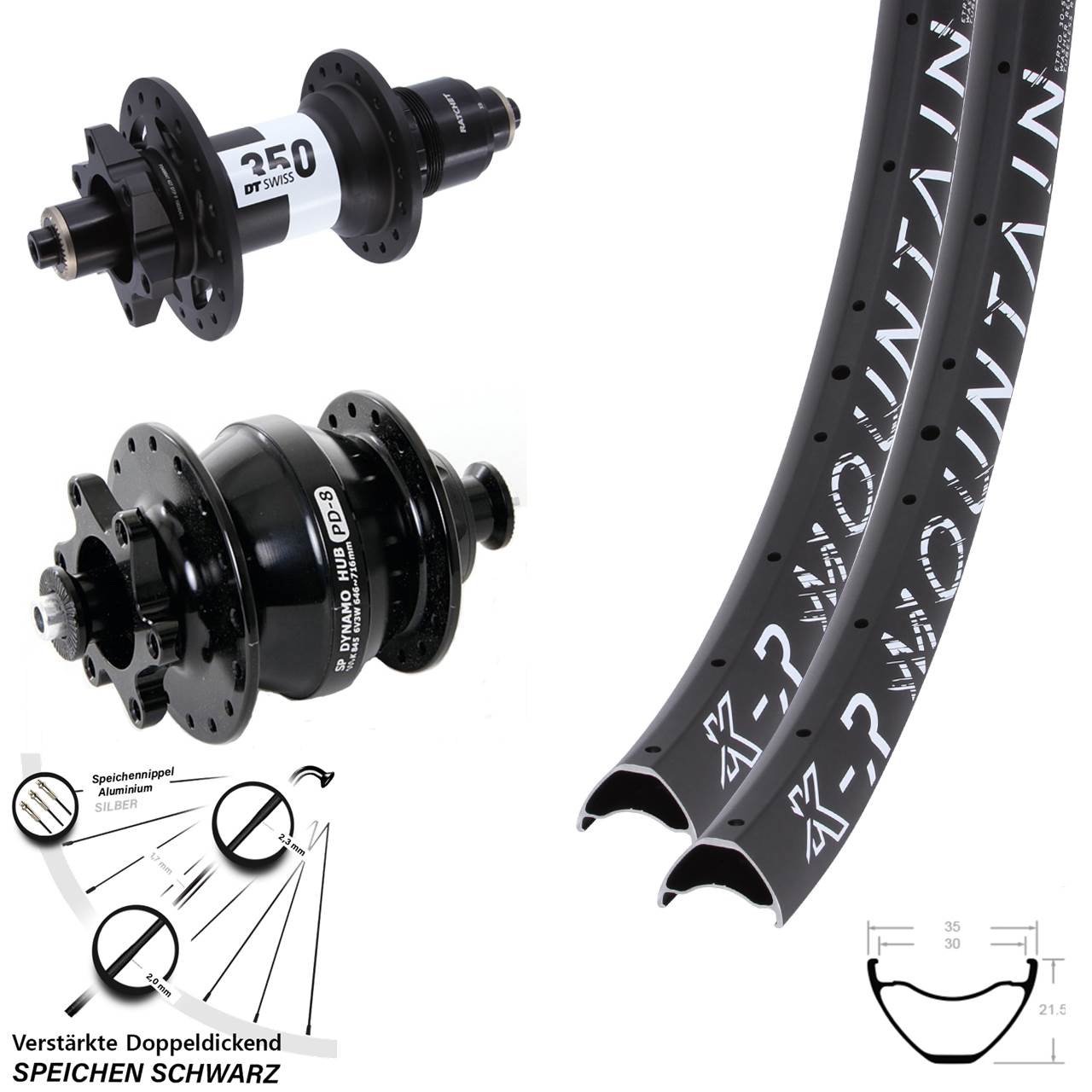 Disc Laufradsatz 29 Zoll KX-R Mountain DT Swiss 350 Shutter Precision PD-8 SRAM XD QR