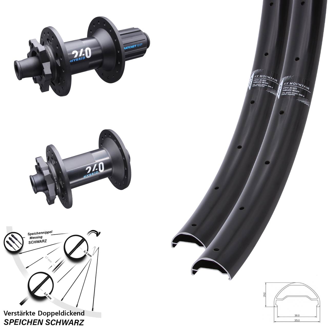 29 Zoll KX Mountain TR DT Swiss 240 Hybrid Laufradsatz Boost 6-Loch 8-11 fach