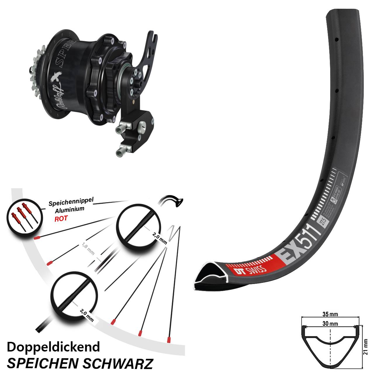 29 Zoll DT Swiss EX 511 Rohloff Speedhub CC DB PM