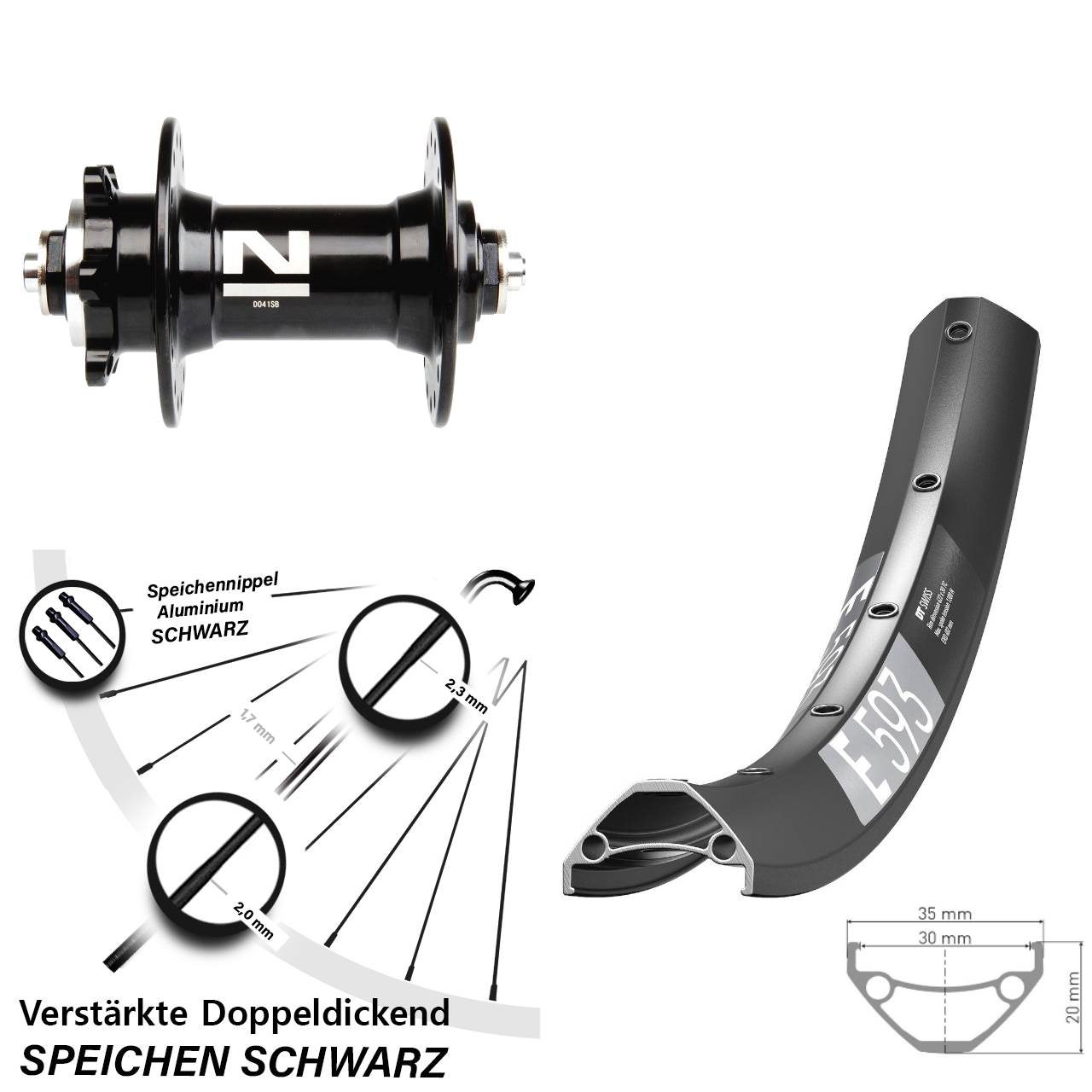 DT Swiss E 593 Novatec D-041 29 Zoll Disc Laufrad für Schnellspanner
