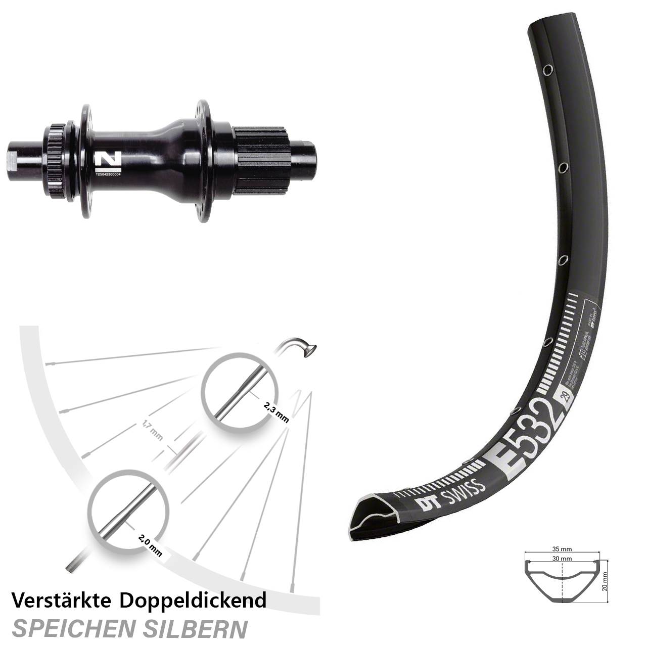 DT Swiss E532 Novatec D792 29 Zoll Disc Hinterrad 12x142 Micro Spline
