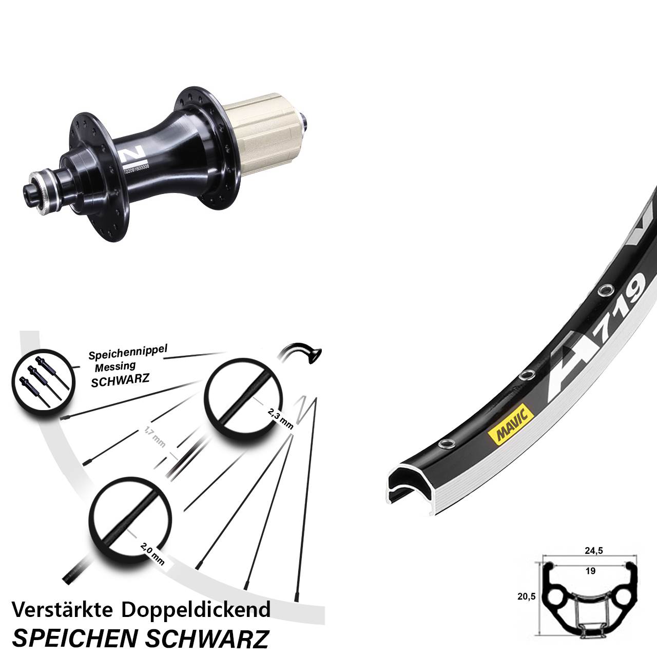 Hinterrad 28 Zoll Mavic A719 Novatec F162 8-12 fach HG QR