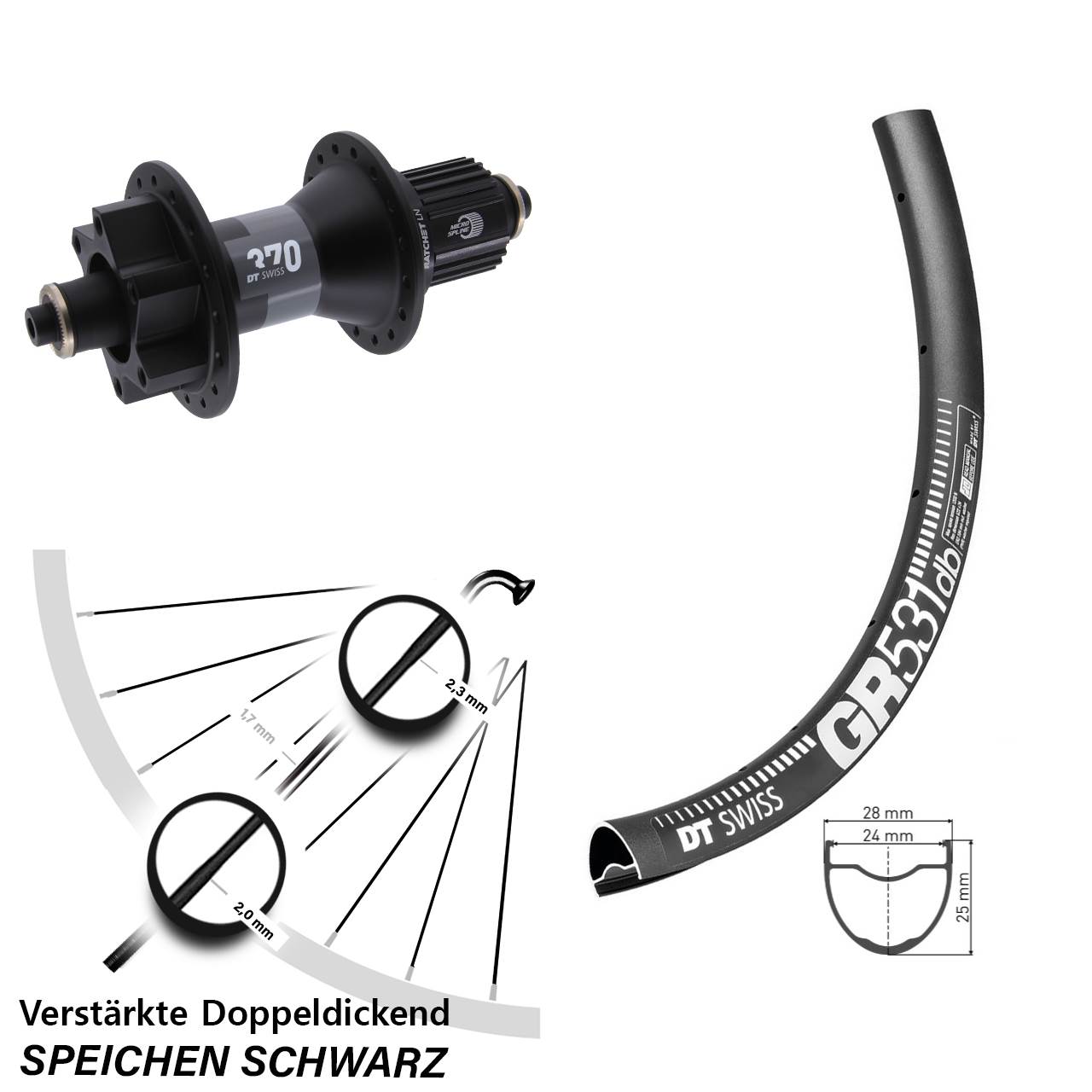 Disc Laufrad QR 28-29 Zoll DT Swiss GR531-370 Micro Spline