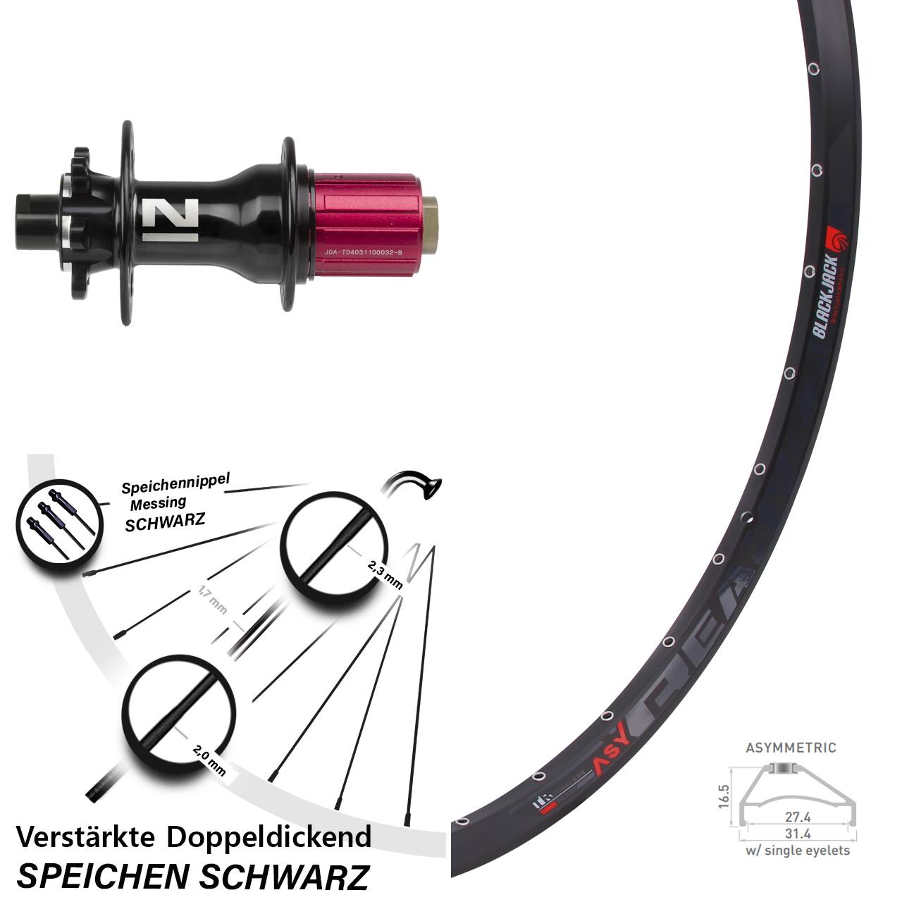 Rodi Ready 27 Novatec Superlight 27,5 Zoll Disc Hinterrad 12x142 8-12 fach HG