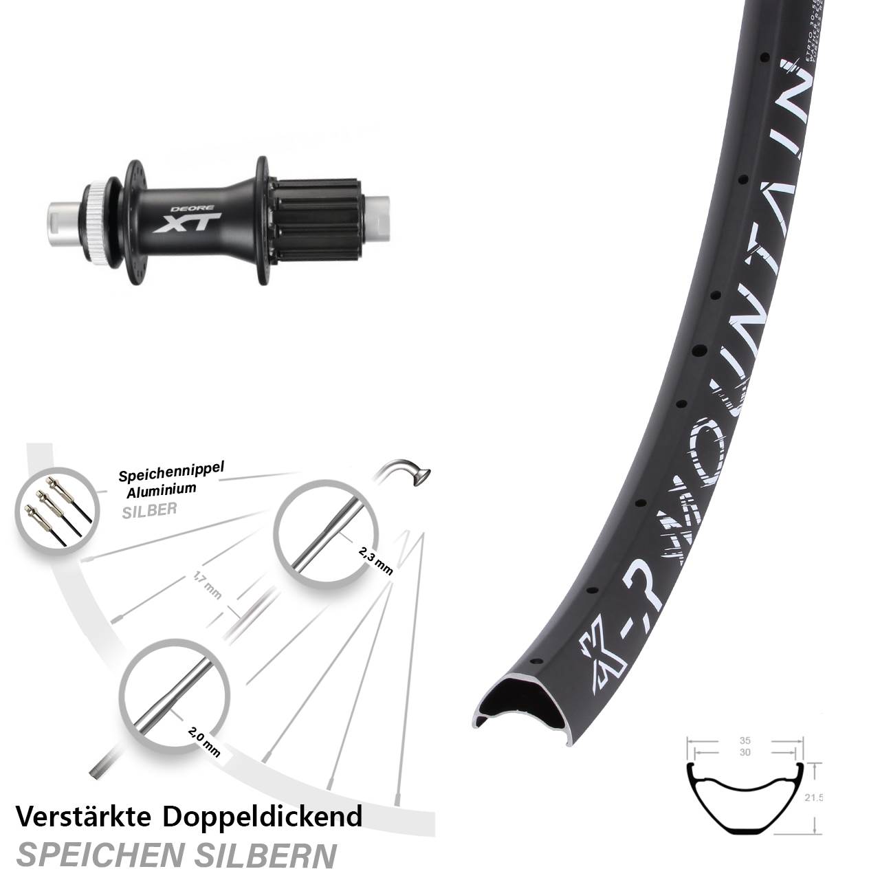 KX-R Mountain Shimano XT 29 Zoll Disc Laufrad 12x142 8-11 fach HG