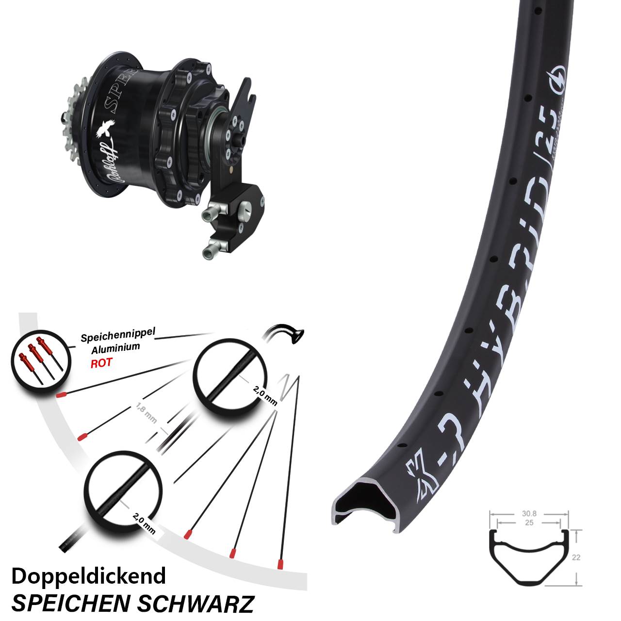 26 Zoll Laufrad KX-R Hybrid 25 Rohloff Speedhub CC OEM2