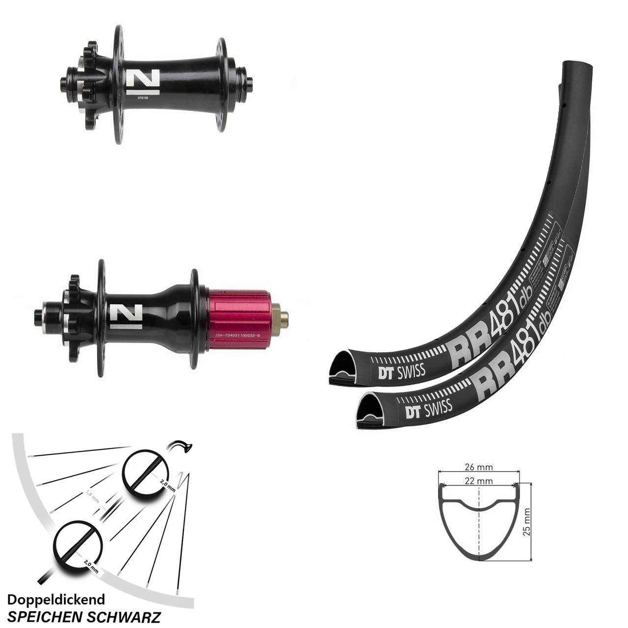 Disc Laufradsatz 28 Zoll DT Swiss RR481 Novatec D791 5x135 Shimano 8-12 fach