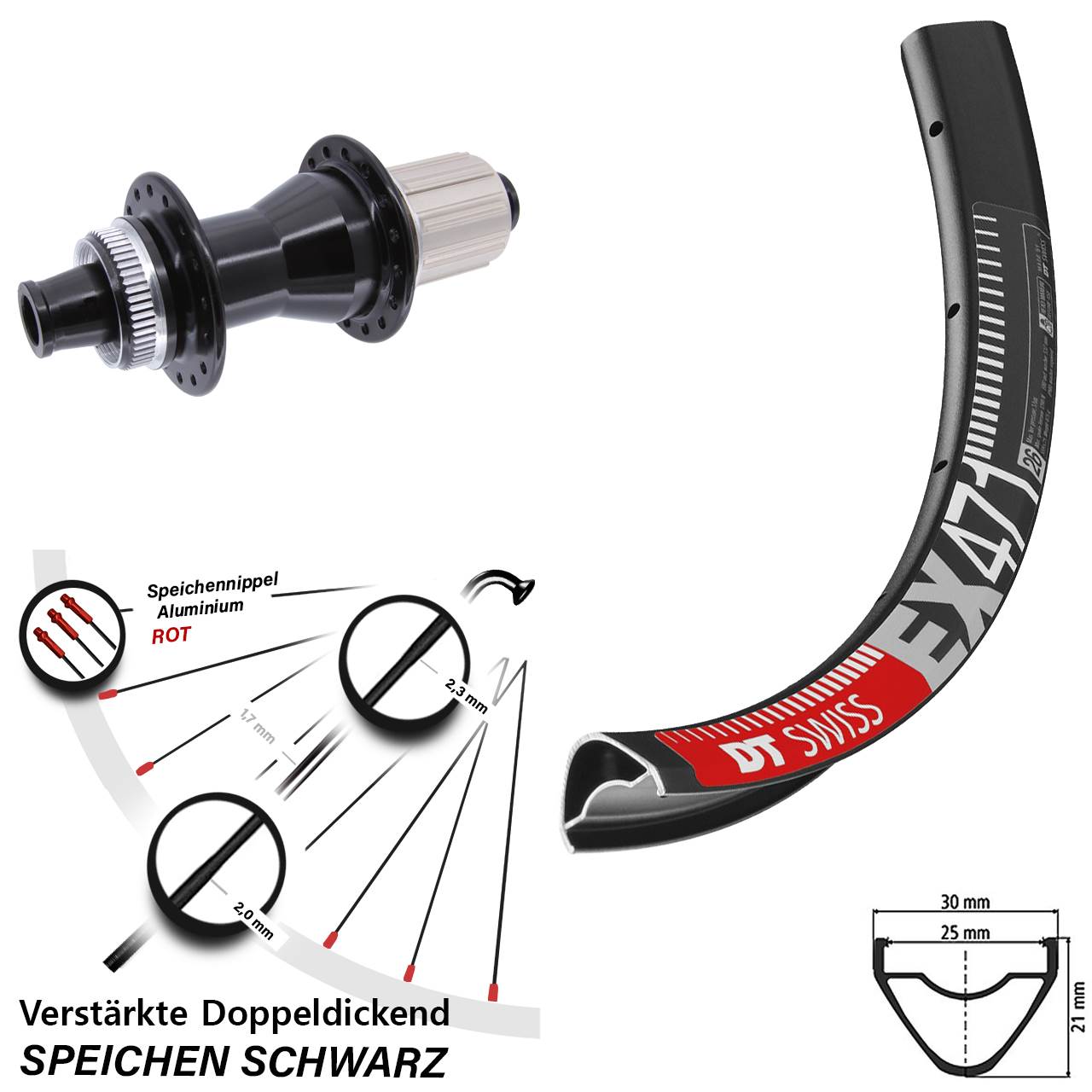 Hinterrad Centerlock 26 Zoll DT Swiss EX 471 Novatec CL-142 8-12 fach 12x142