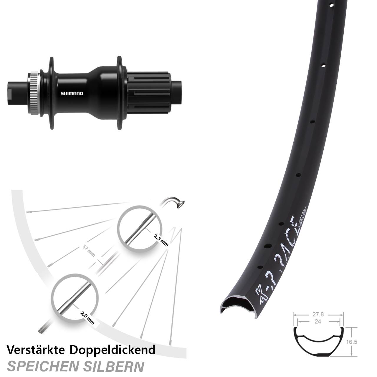 KX-R Race Shimano FH-TC500 28-29 Zoll Disc Laufrad 12x142 11-12 fach HG