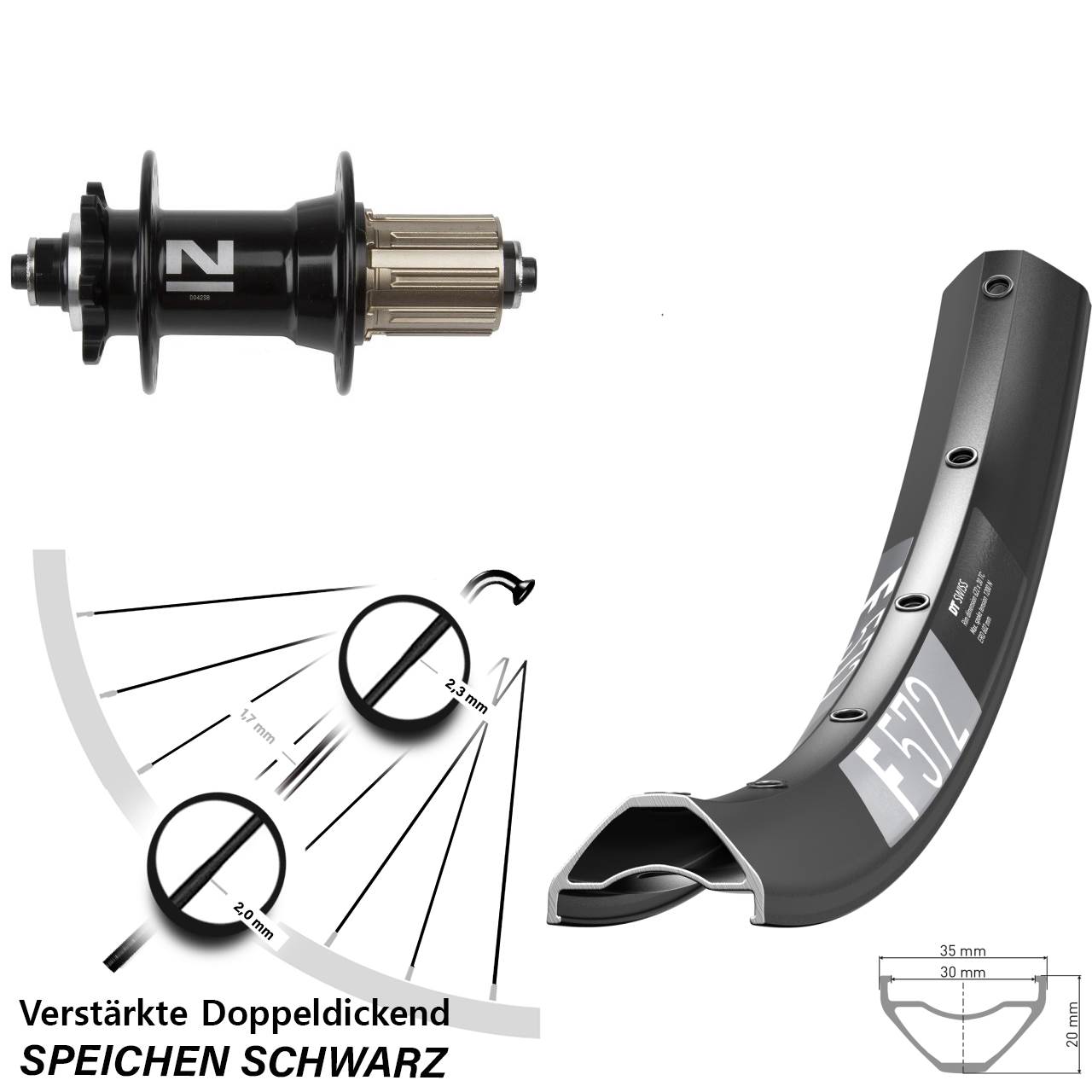 6-Loch Hinterrad QR 27,5 Zoll DT Swiss F 572 Novatec D042 8-11 fach HG