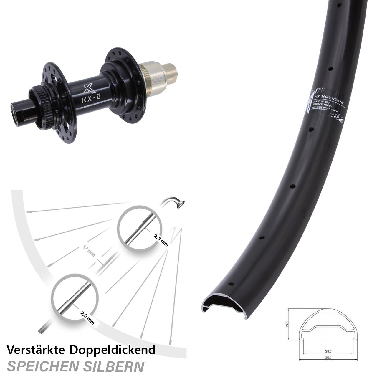 29 Zoll KX-B Mountain Boost Disc Laufrad 12x148 SRAM XD