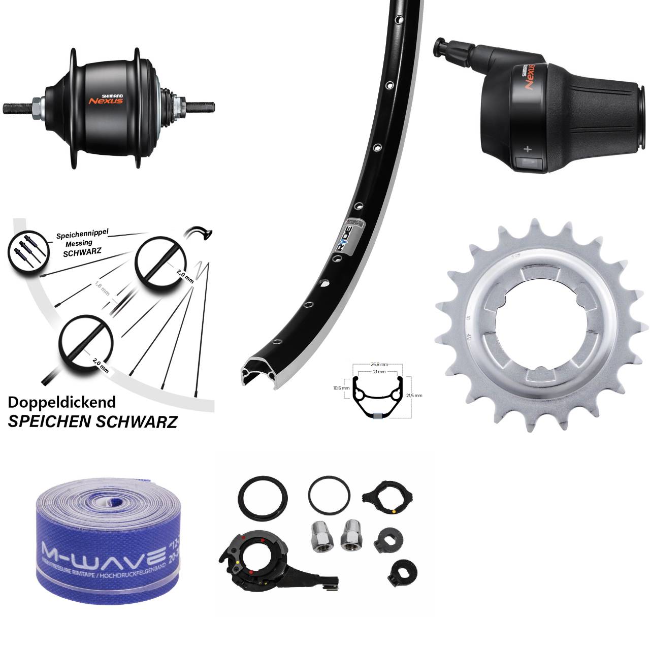 28 Zoll Hinterrad Ryde ZAC421 Shimano Nexus 8 Gang Freilauf schwarz