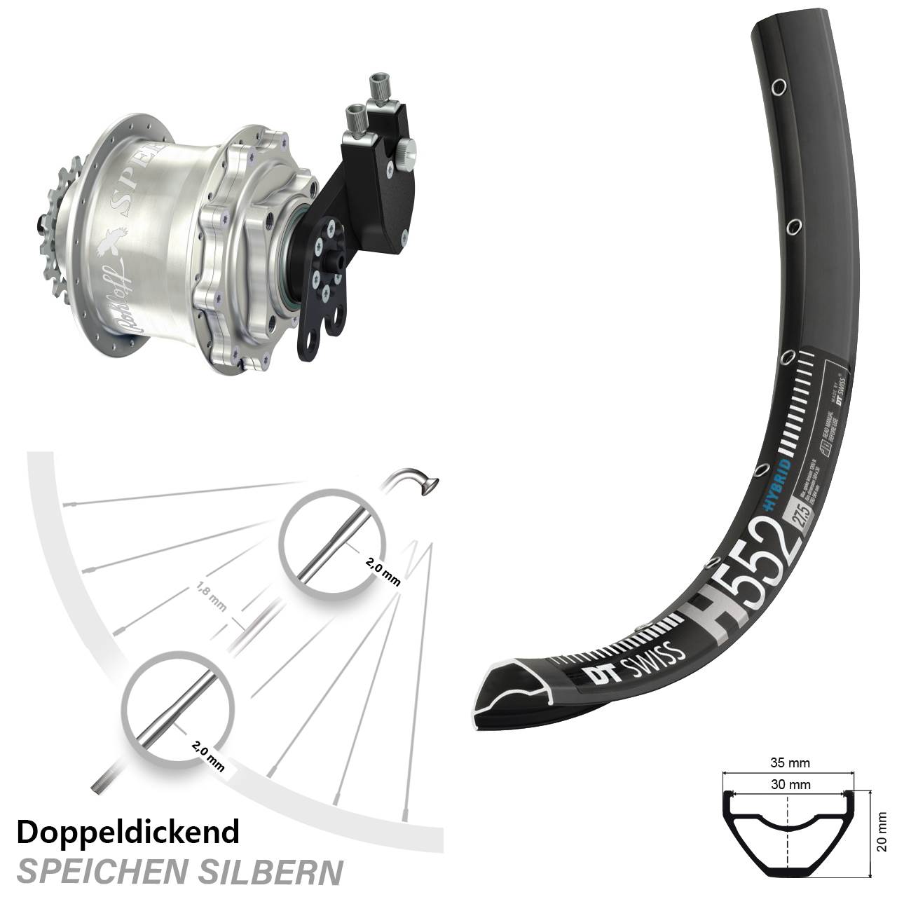 DT Swiss H552 Rohloff Speedhub CC DB 27,5 Zoll Disc Hinterrrad