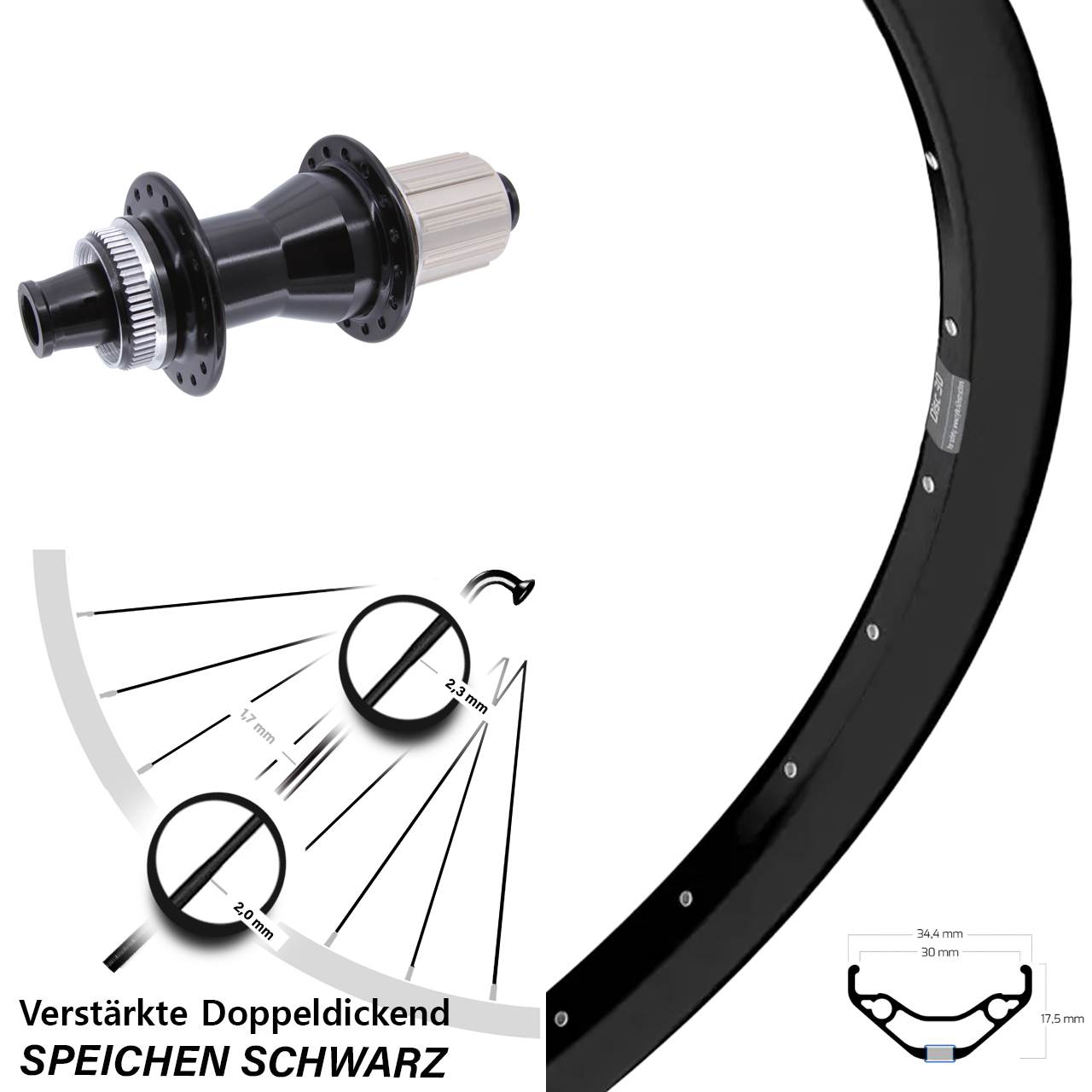 29 Zoll Ryde Disc 30 Novatec CL-142 Centerlock Hinterrad 12x142 8-12 fach HG