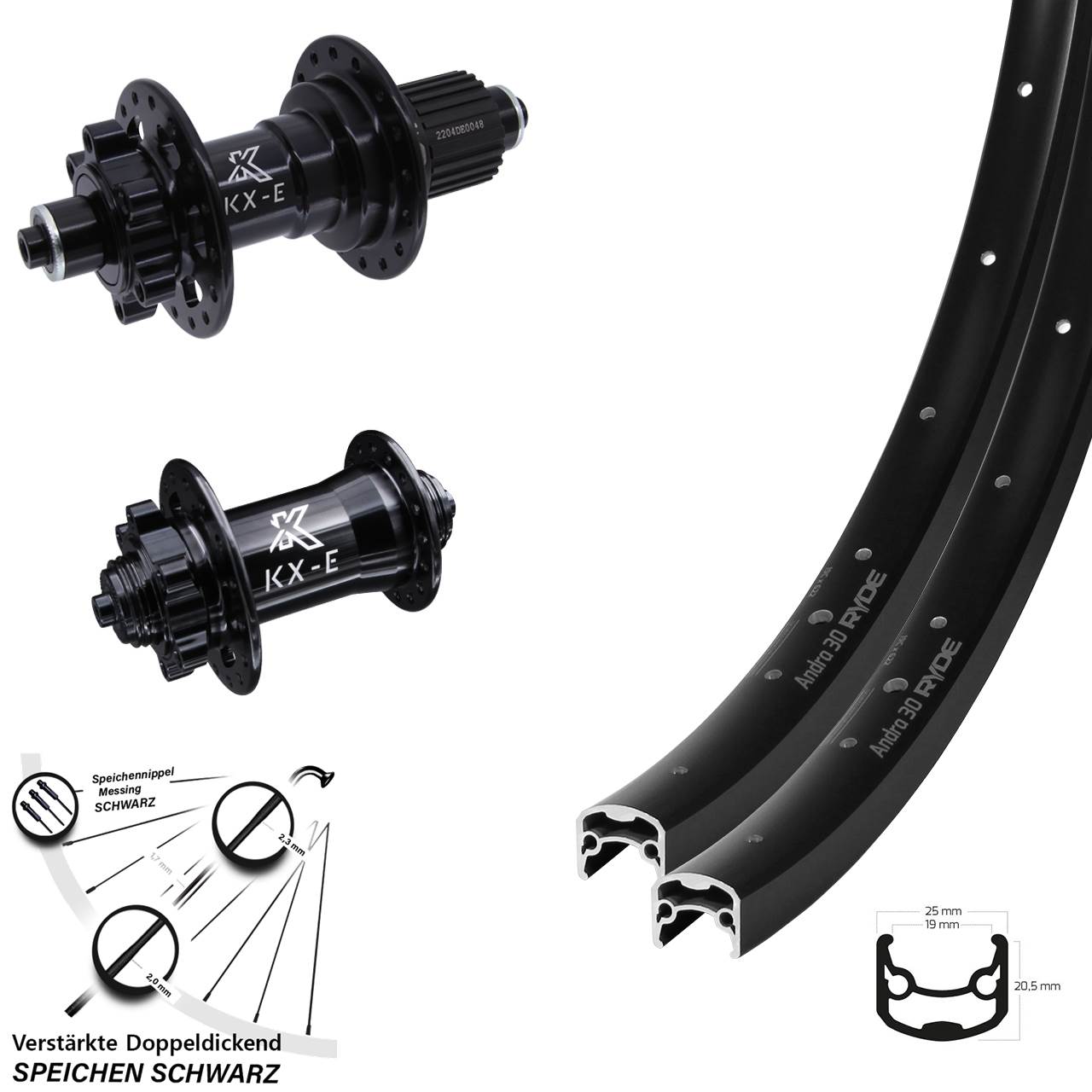 Disc Laufradsatz 28 Zoll Ryde Andra 30 Disc KX-E Heavy Duty Micro Spline QR