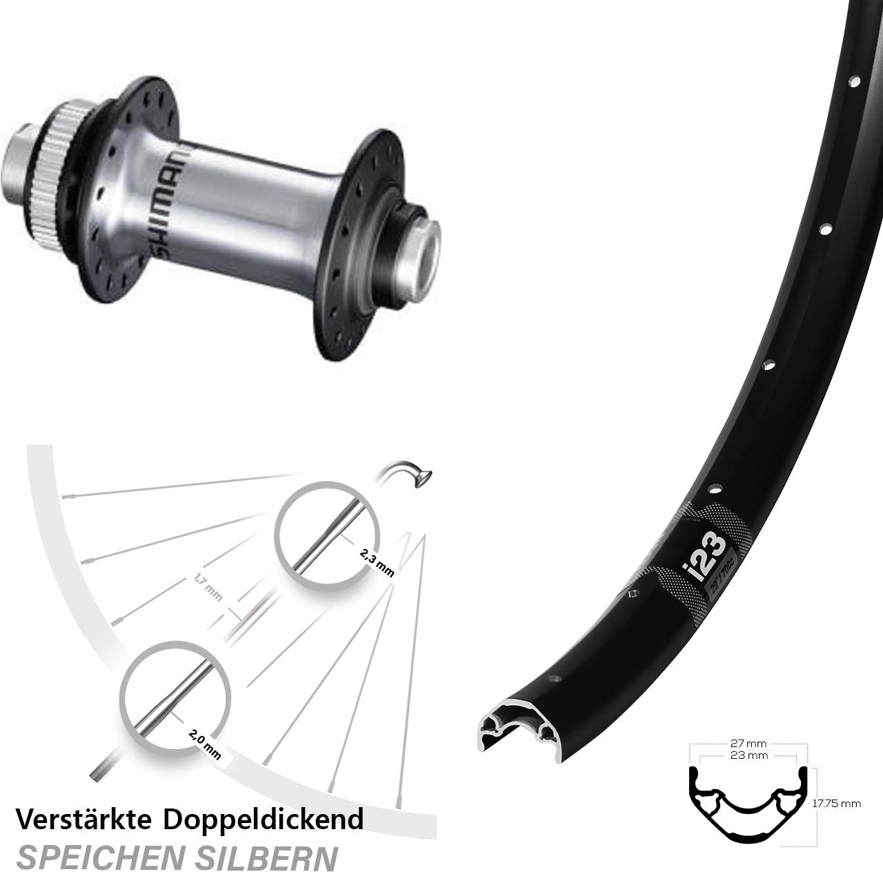 29 Zoll WTB i23 ST Shimano RS770 Disc Vorderrad 12x100