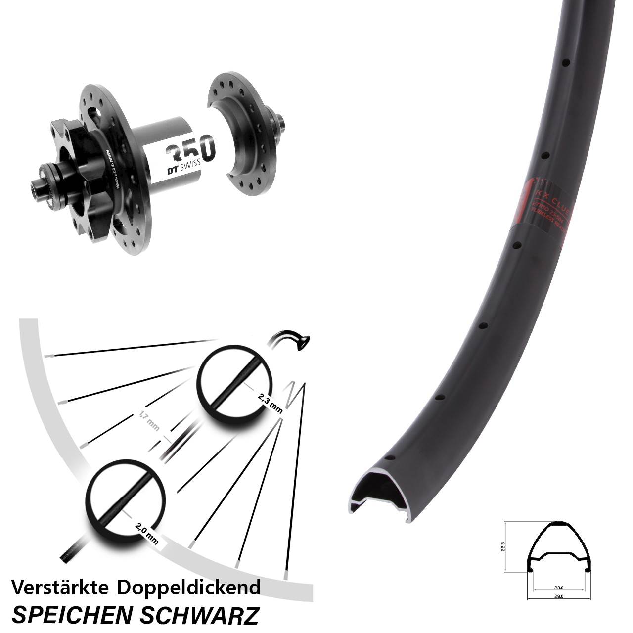 28-29 Zoll KX Clue DT Swiss 350 Disc Laufrad für Schnellspanner