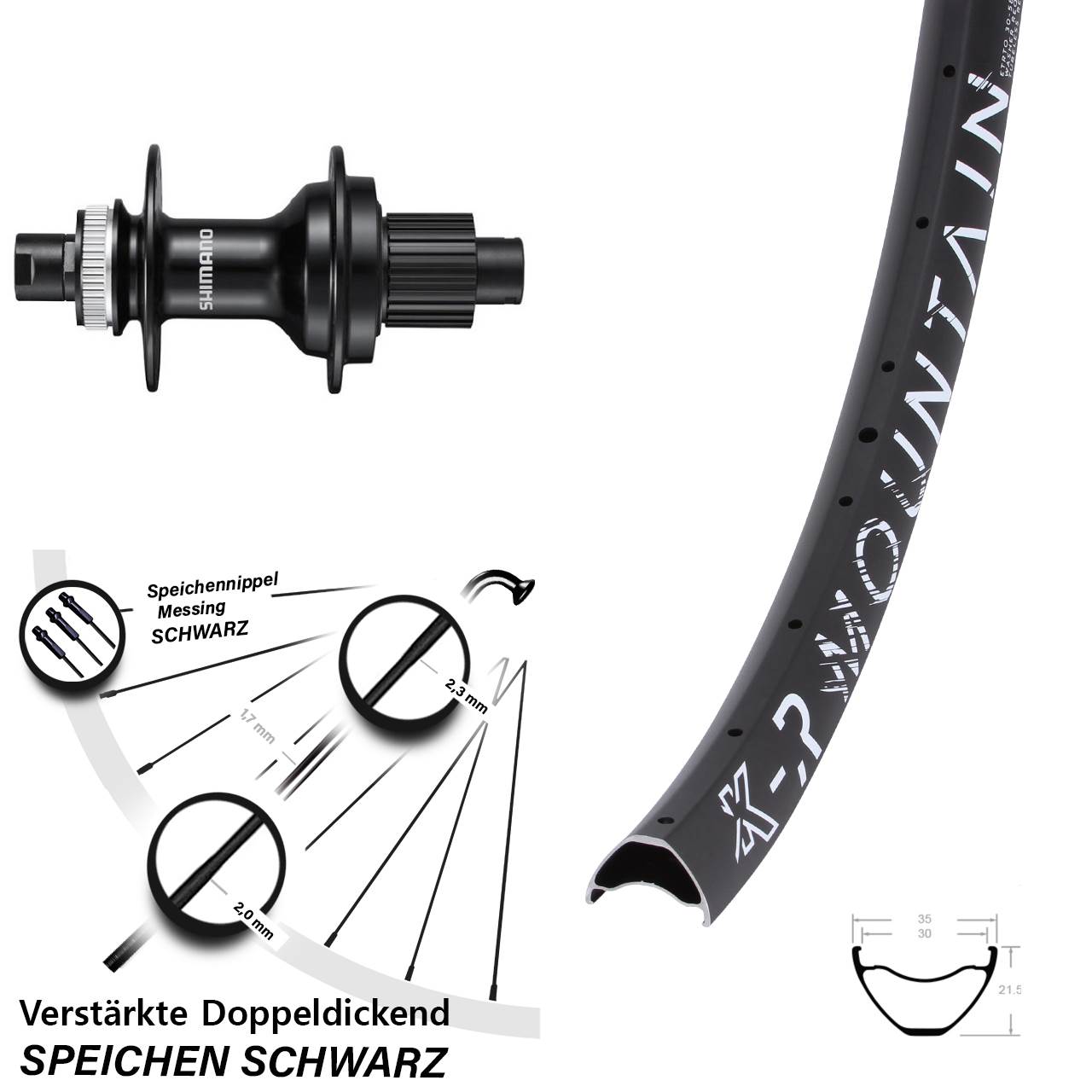 Disc Hinterrad 12x142 27,5 Zoll KX-R Mountain Shimano FH-MT510 Micro Spline